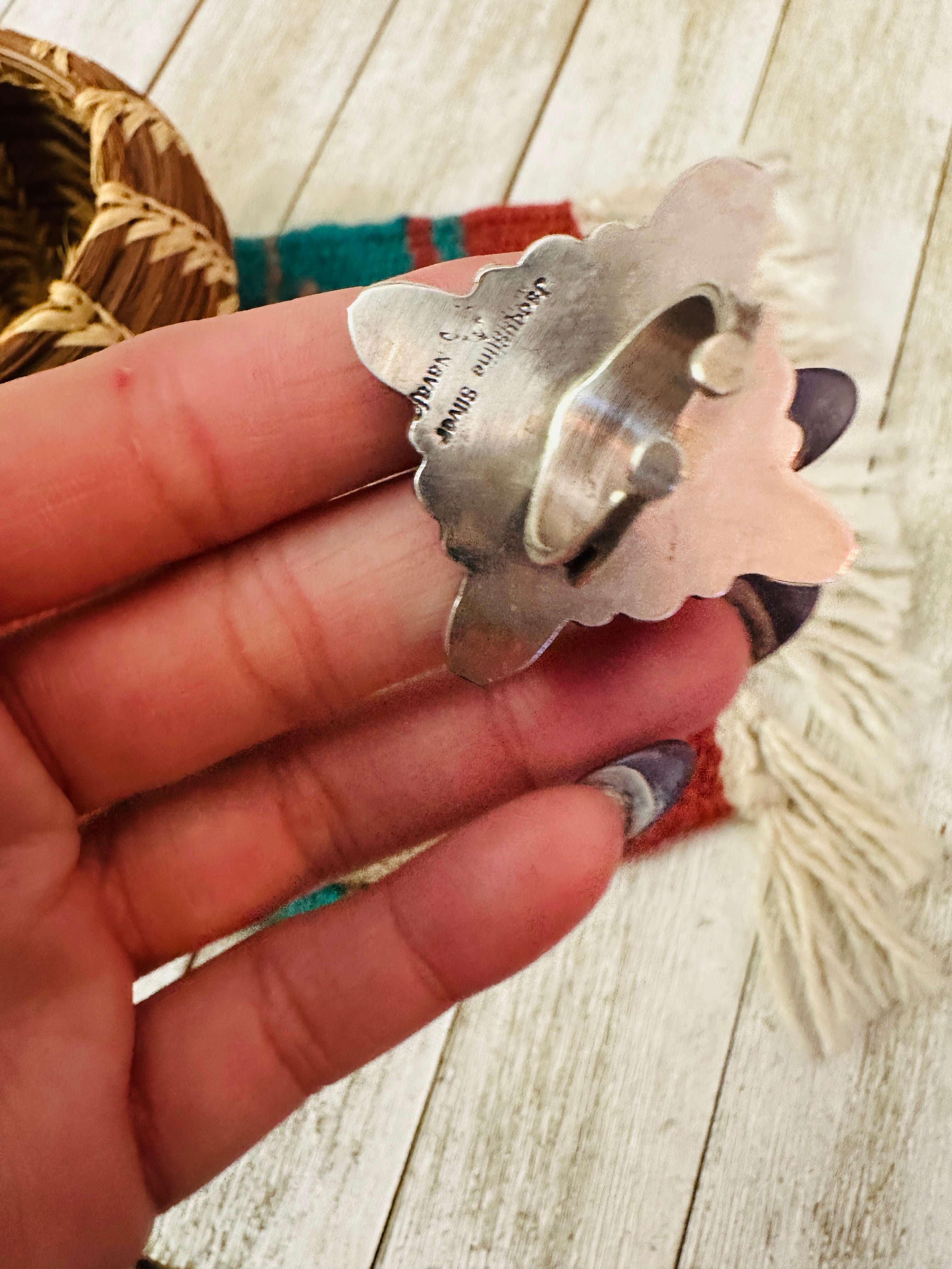 Handcrafted Mother of Pearl, CZ & Sterling Silver Adjustable Ring by Jacqueline Silver