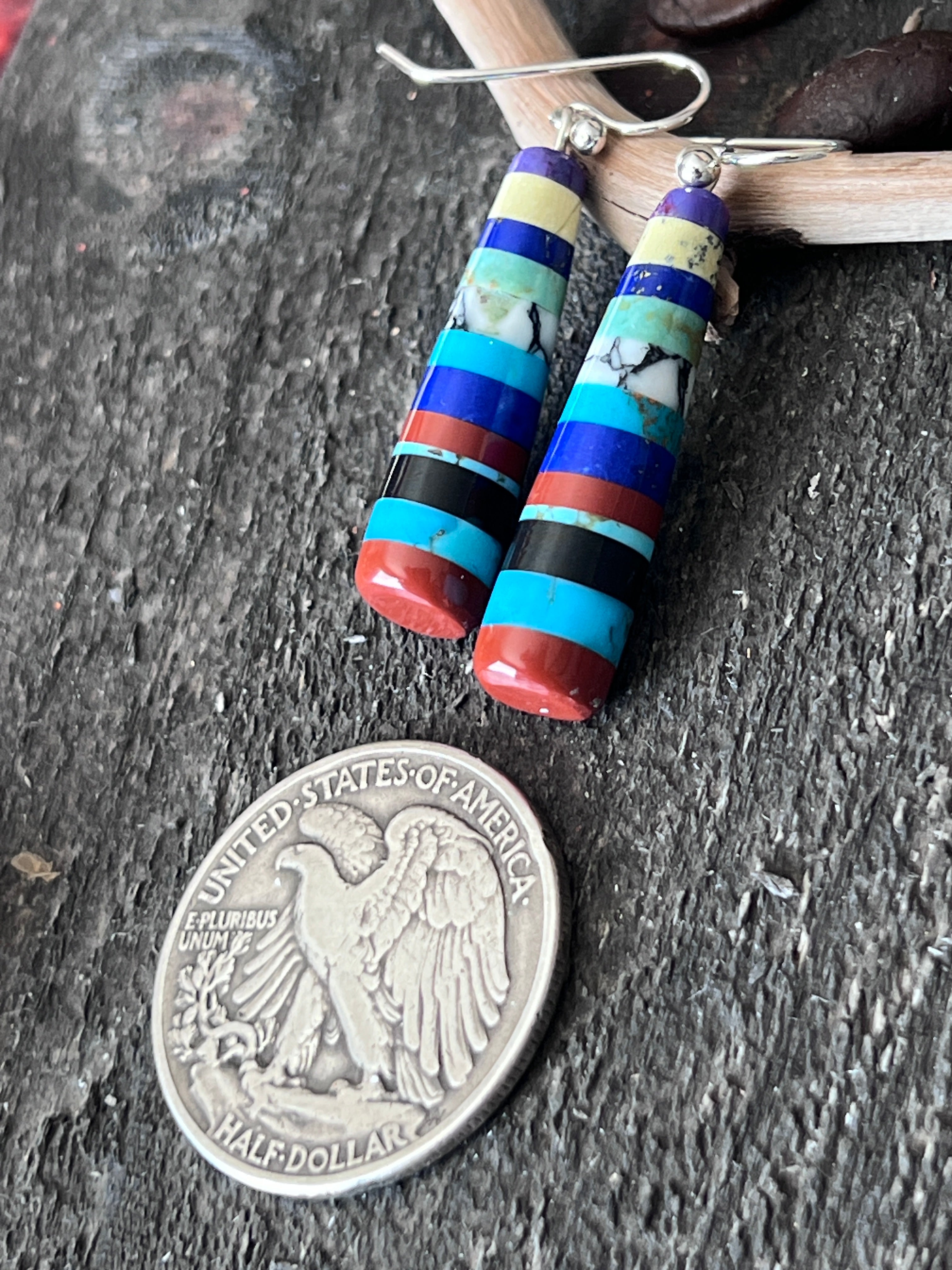 Santo Domingo Layered Multistone Earrings by Ronald Chavez, Stacked Gems #2