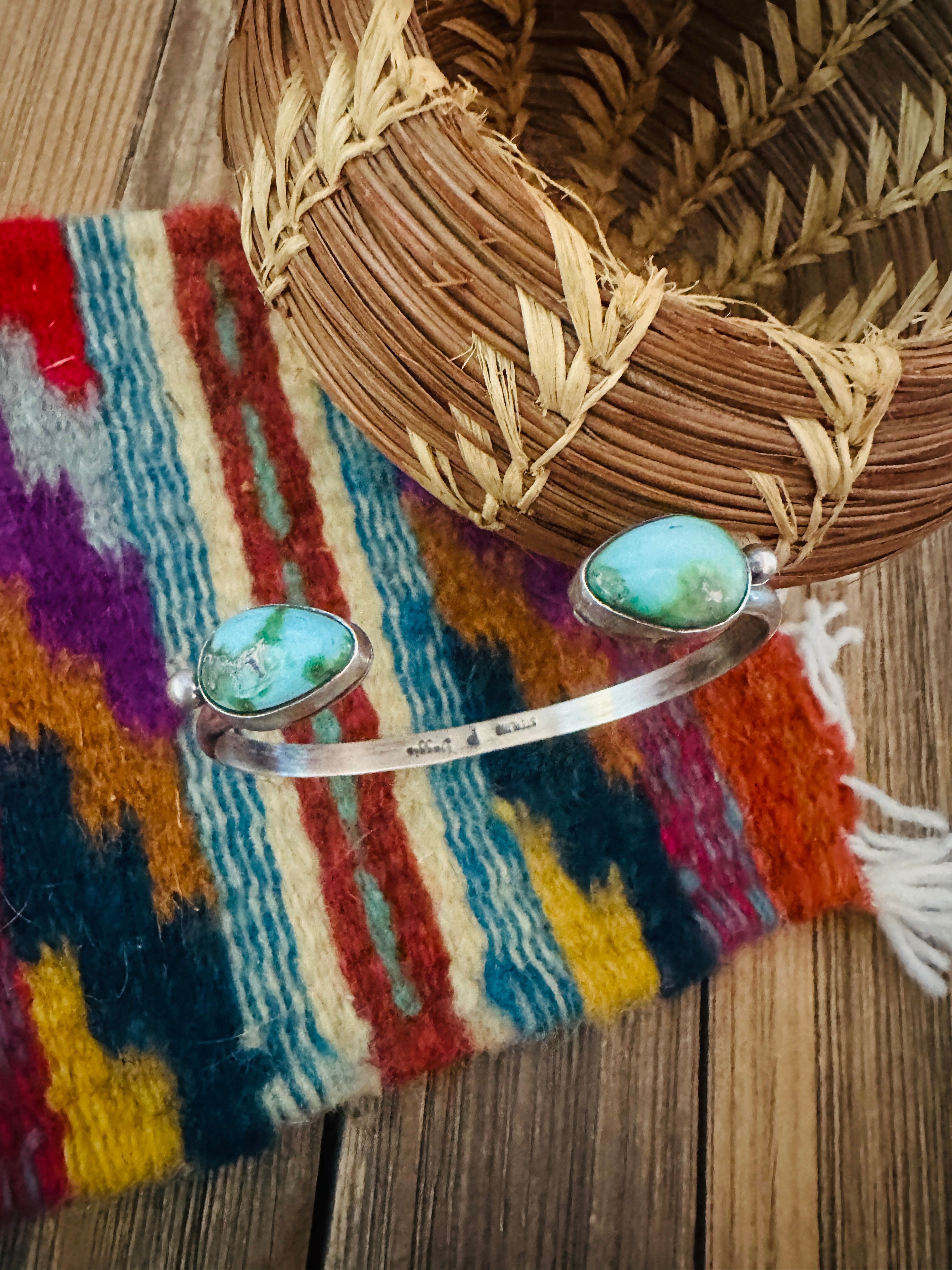 Handcrafted Sonoran Mountain Turquoise & Sterling Silver Floating Cuff Bracelet