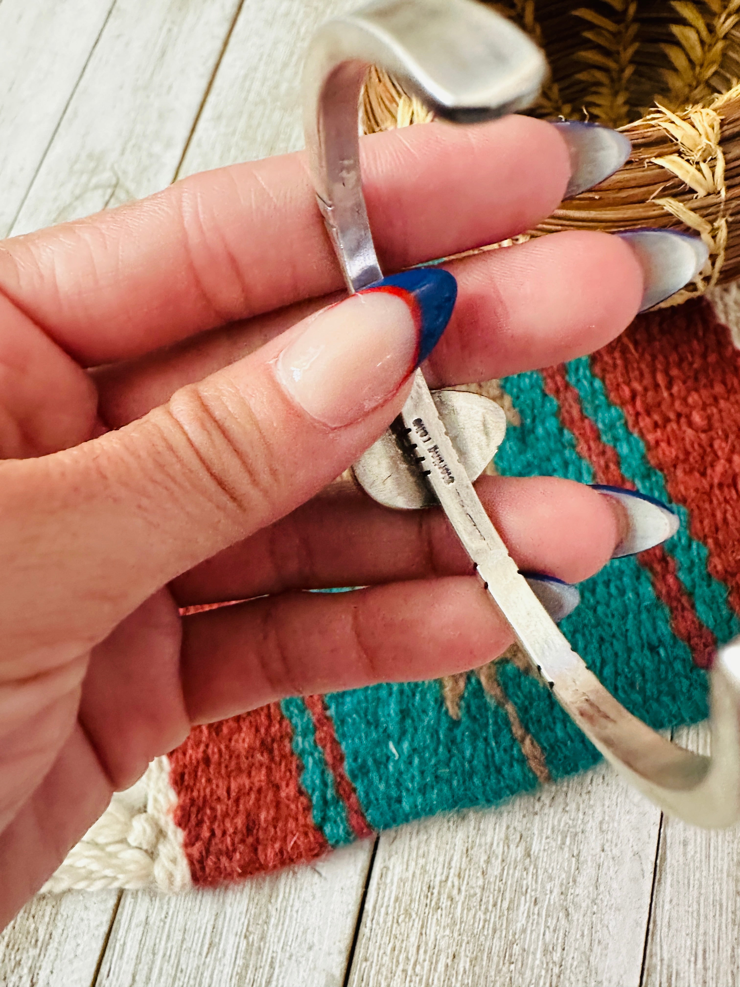 Handcrafted Sterling Silver & Royston Turquoise Cuff Bracelet by Tahe