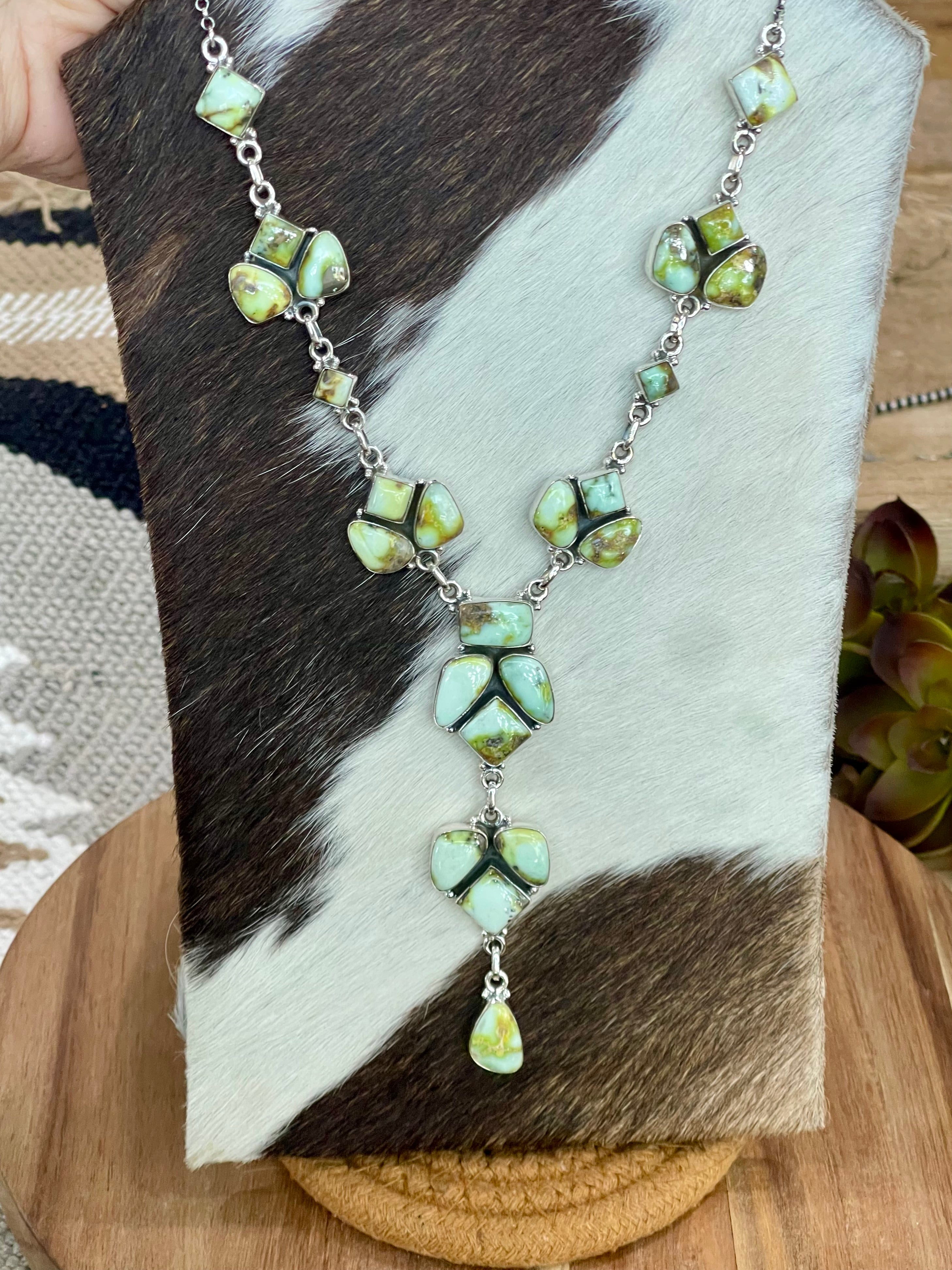 Handmade Sterling Silver & Palomino Cluster Necklace