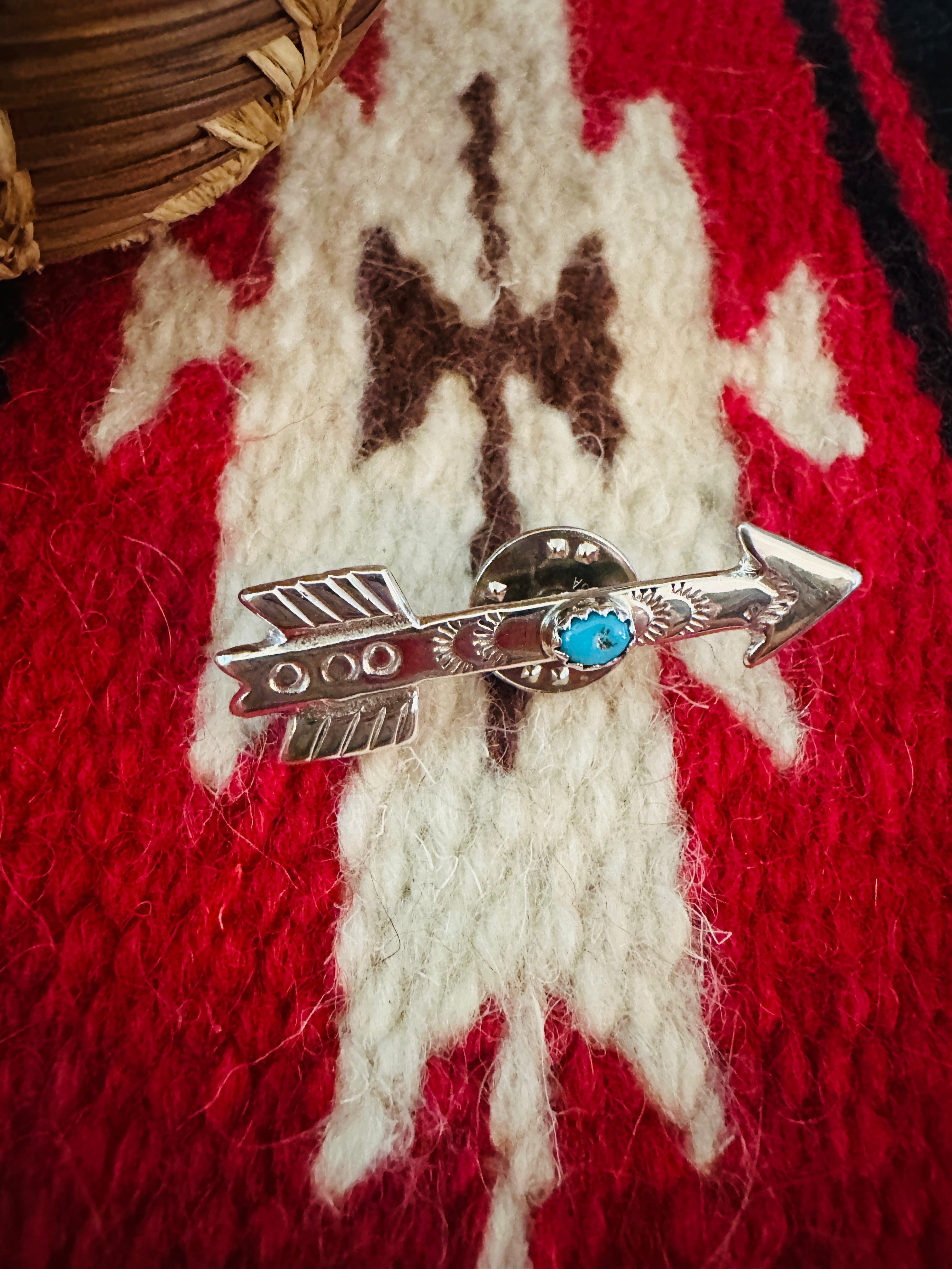 Handcrafted Turquoise & Sterling Silver Arrow Brooch