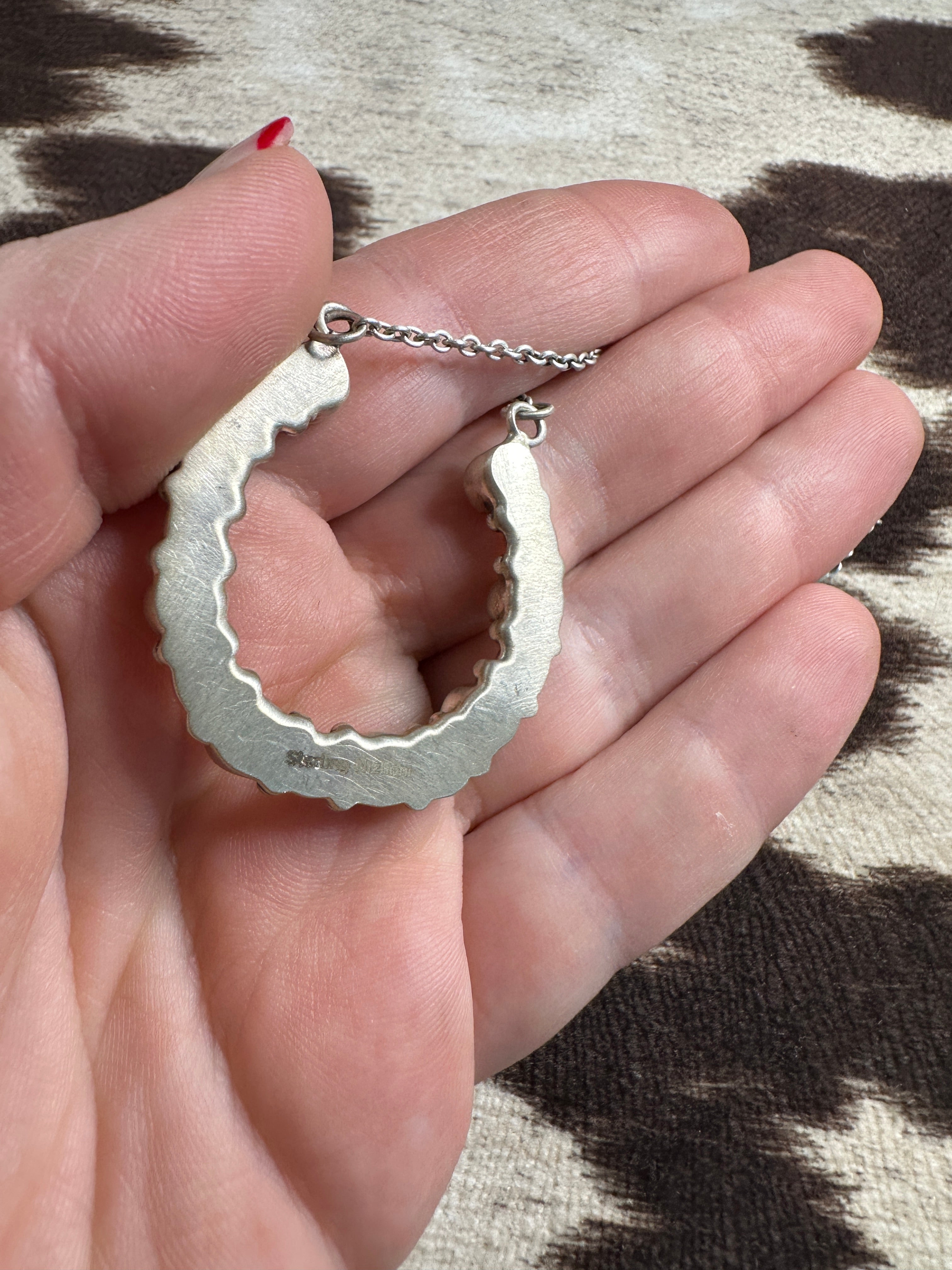 Handmade Turquoise & Sterling Silver Horseshoe Necklace