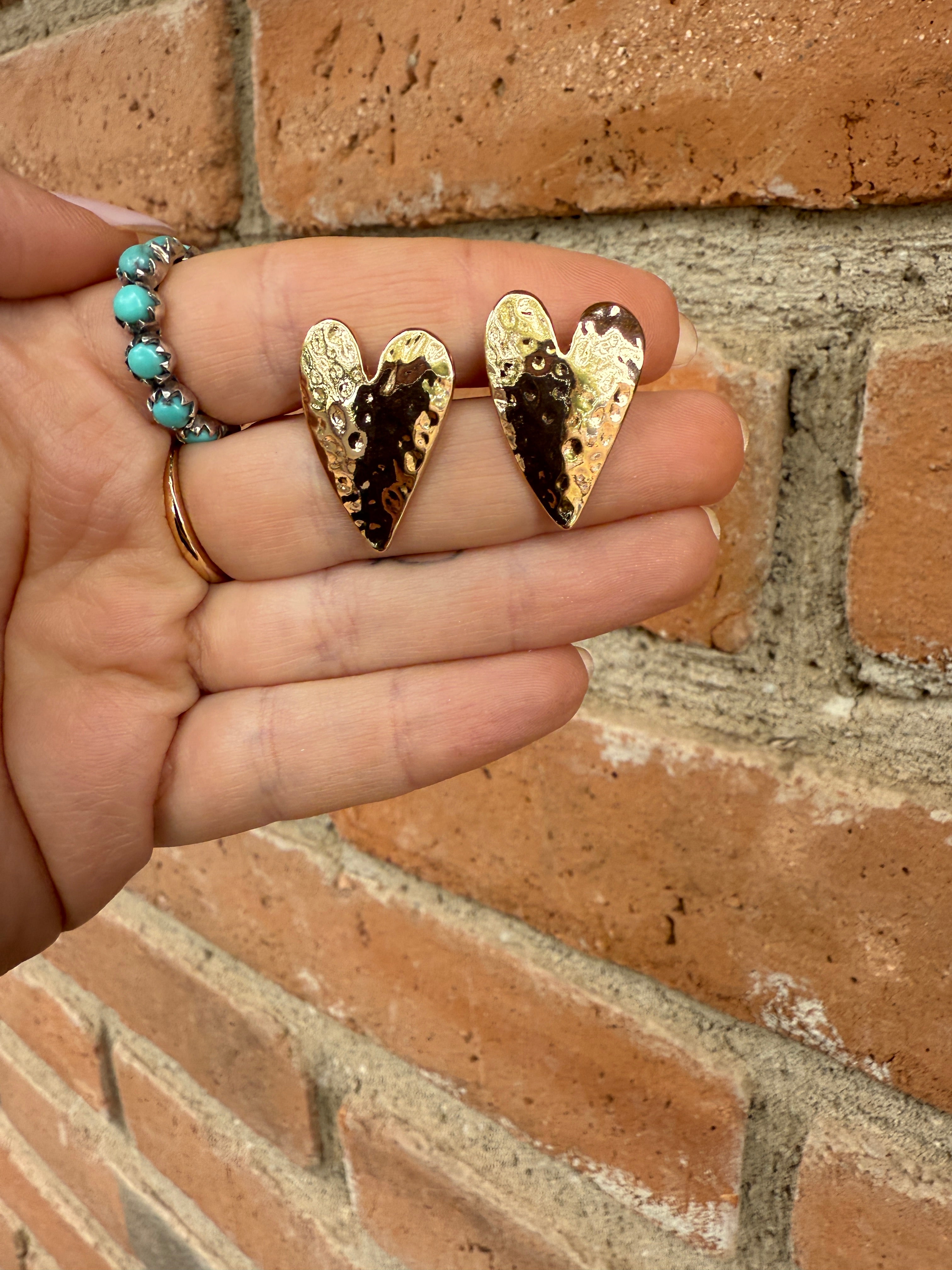 “The Golden Collection” Handmade Gold Plated Heart Post Earrings