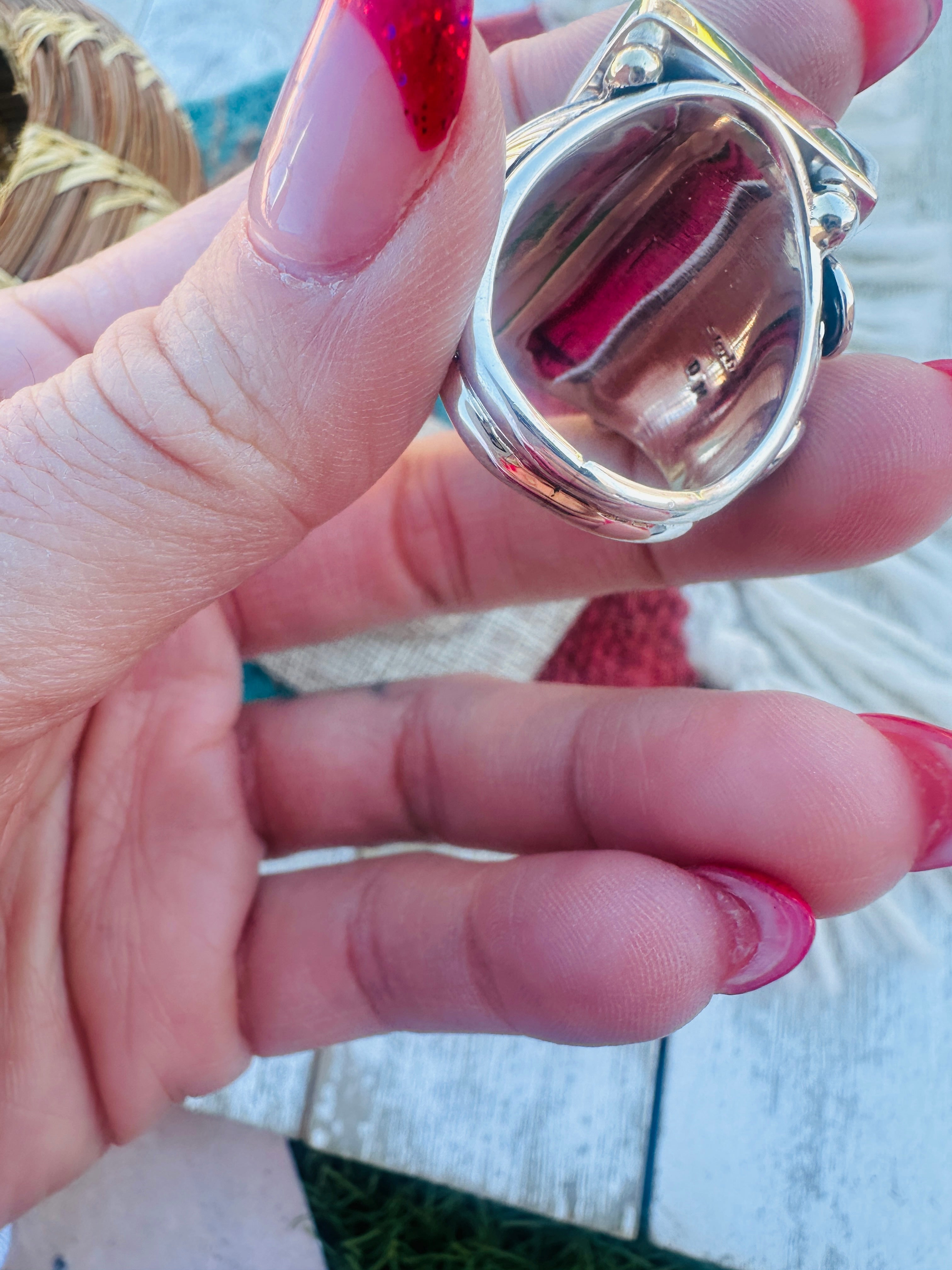 Handcrafted Turquoise & Sterling Silver Ring Size 9