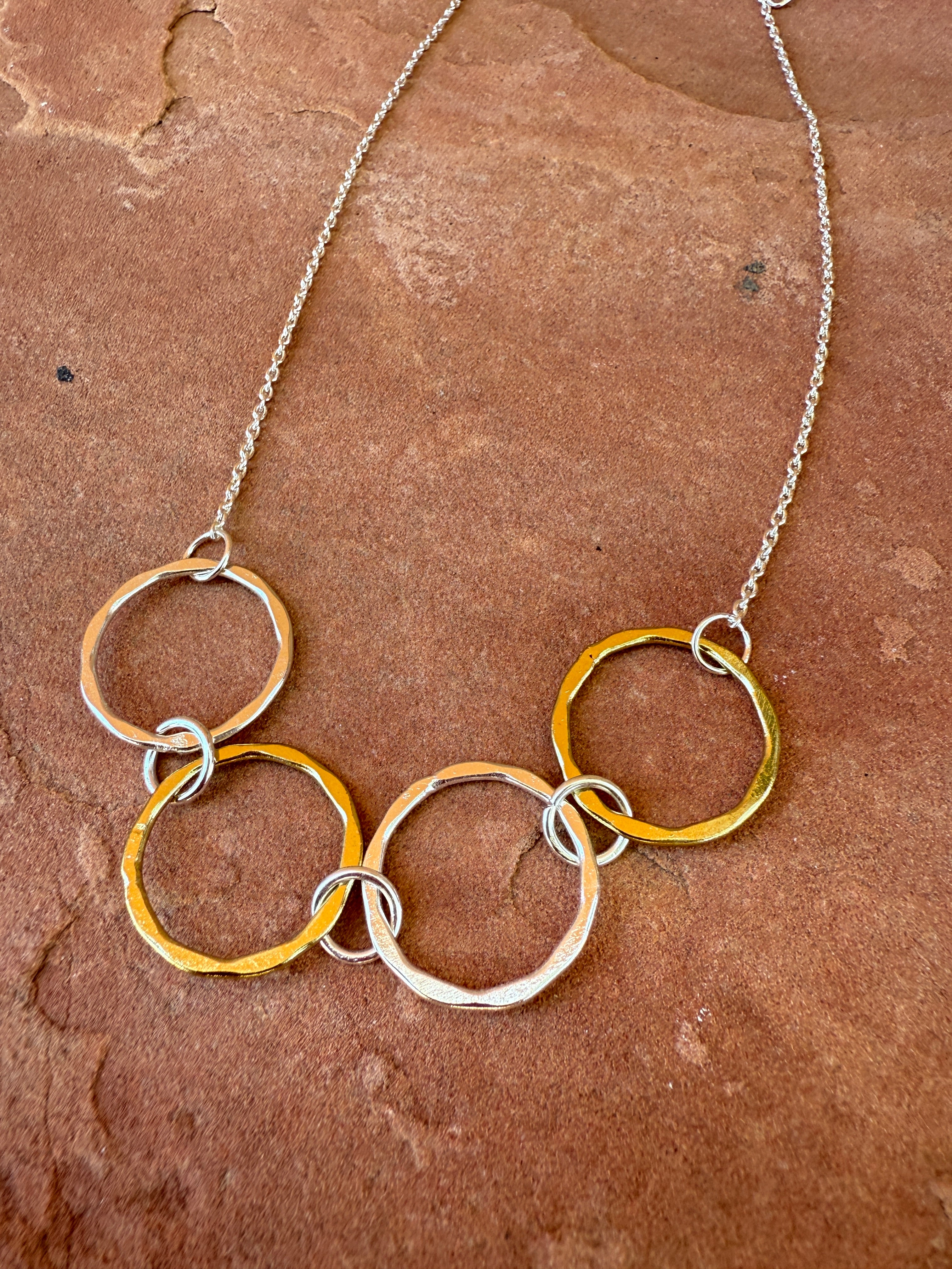 “The Golden Collection” Mixed Metal Circle Necklace 21-24”