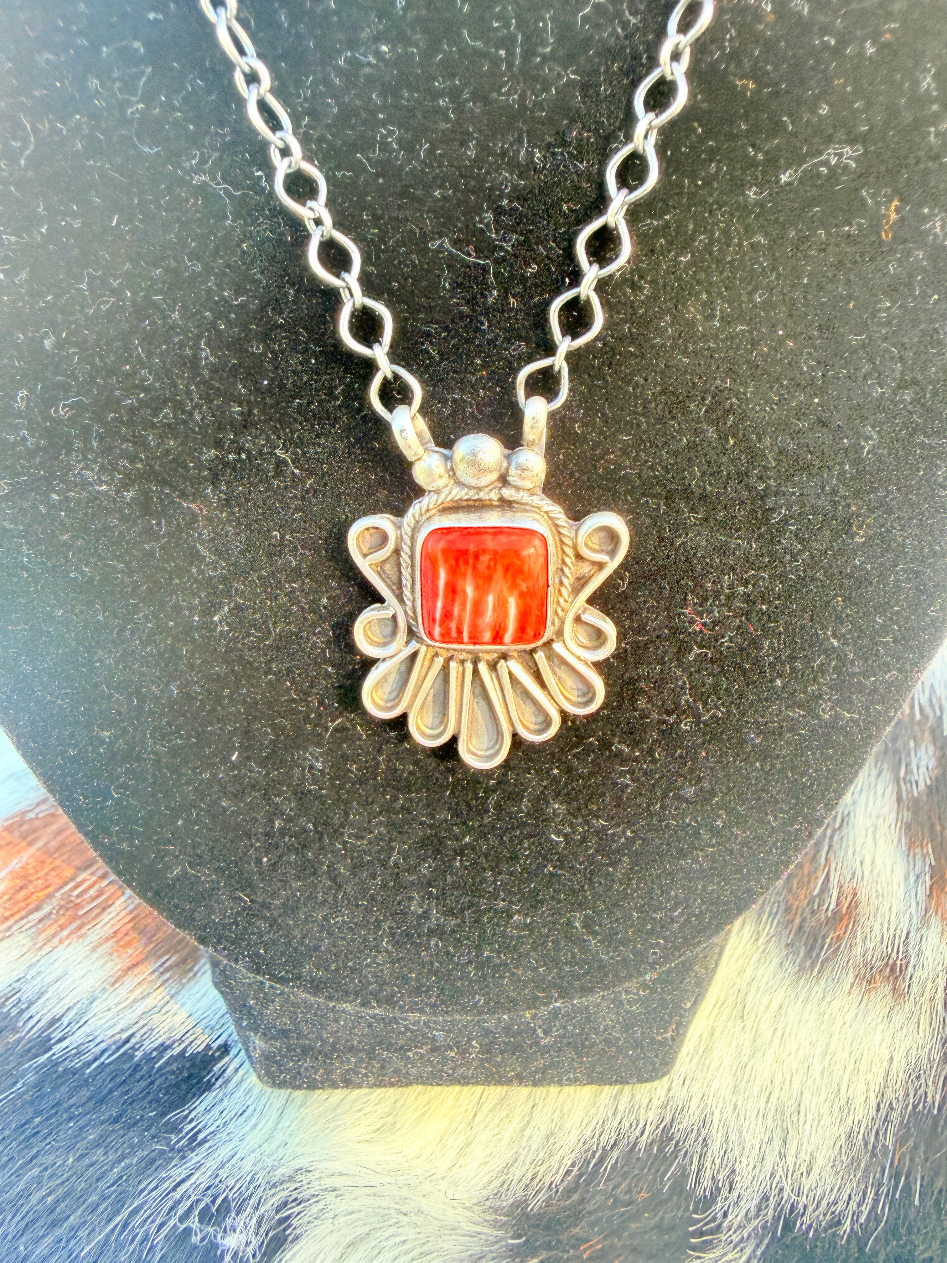Handcrafted Spiny Oyster & Sterling Silver Necklace