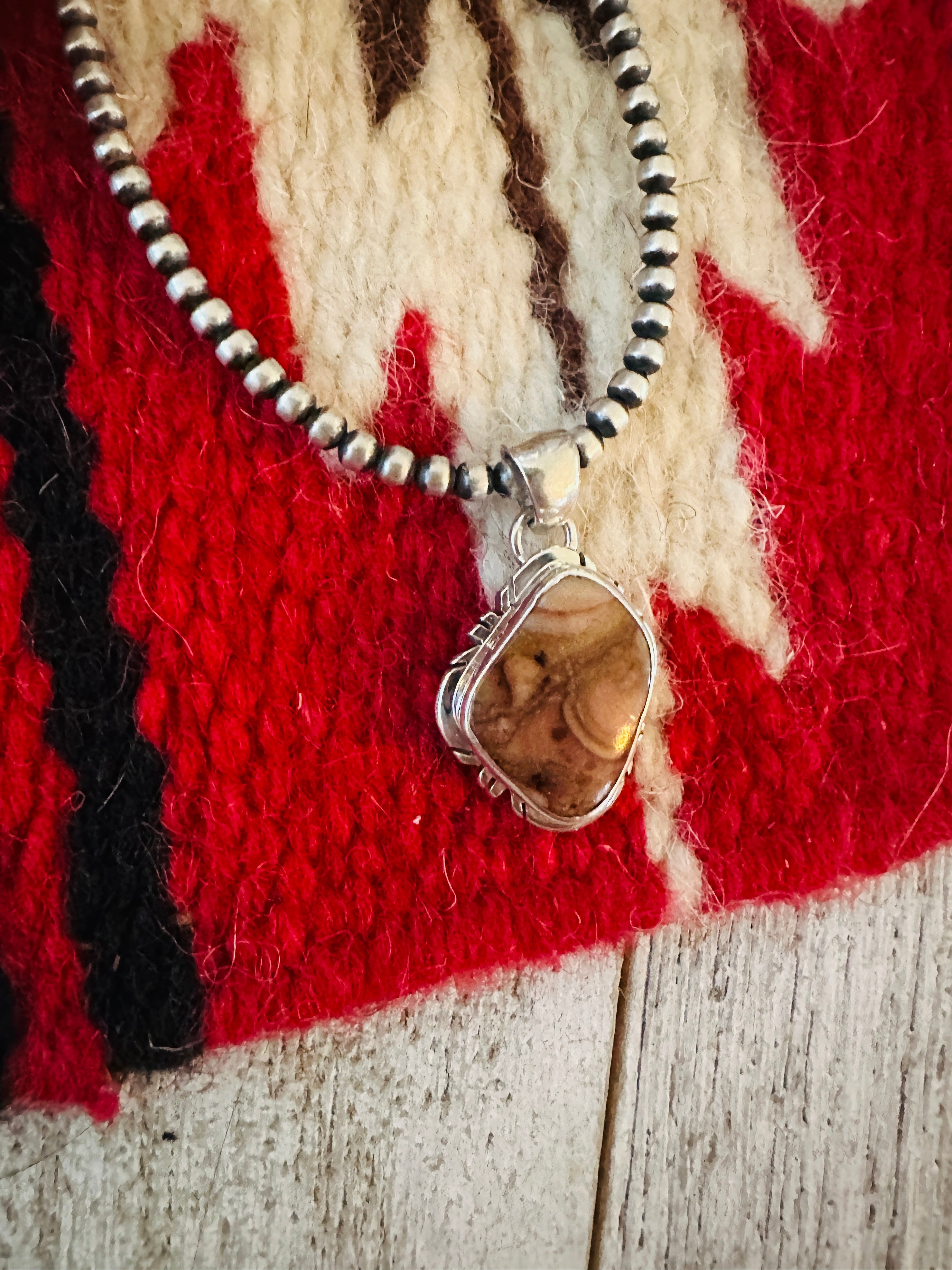 Handcrafted Sterling Silver & Jasper Pendant