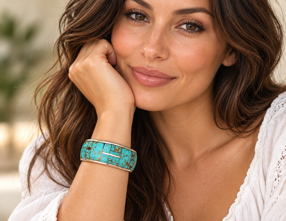 Handcrafted Turquoise 8 & Sterling silver Cuff Bracelet