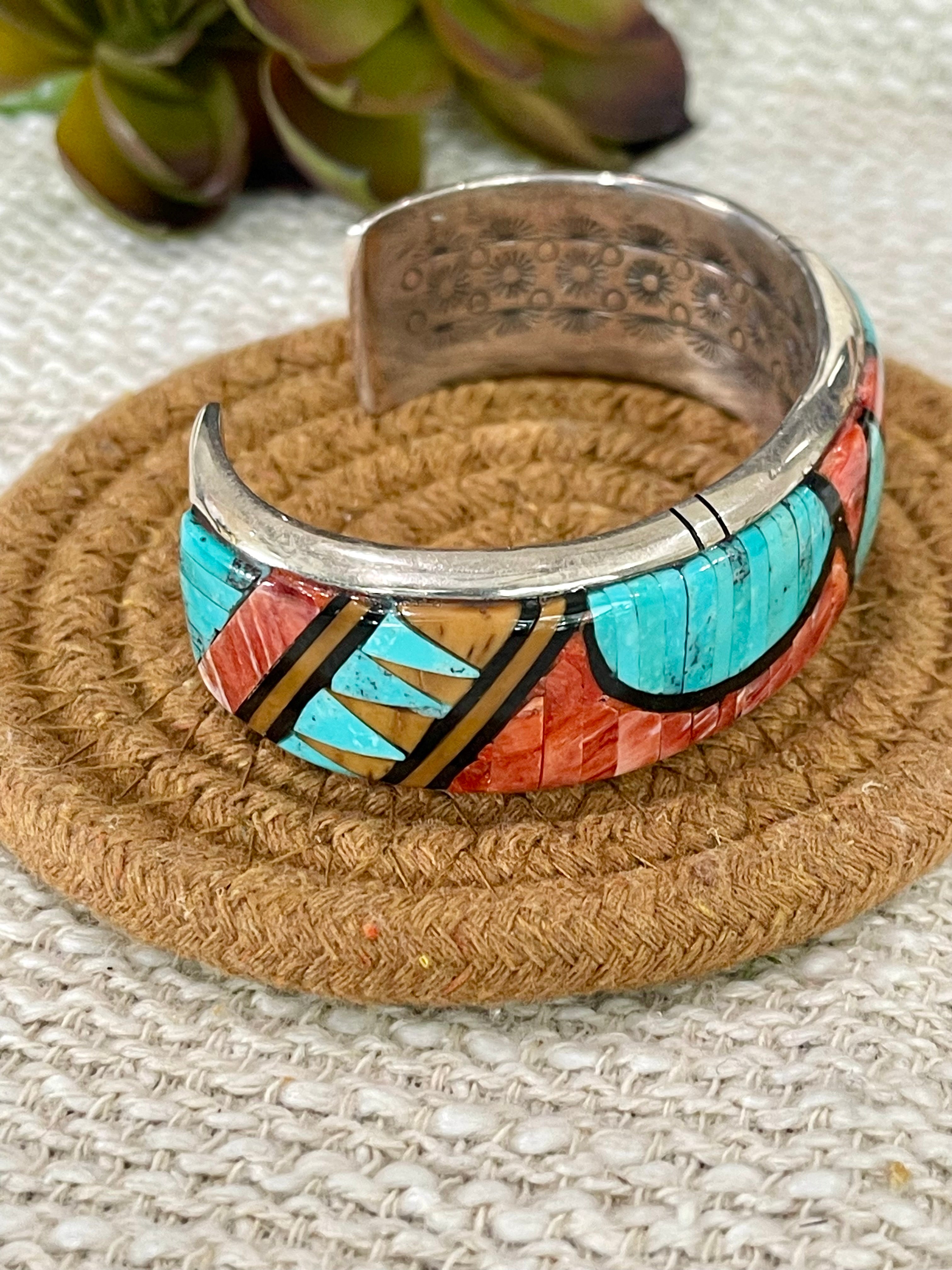 Beautiful Handmade Sterling Silver & Multi Stone Cuff Bracelet