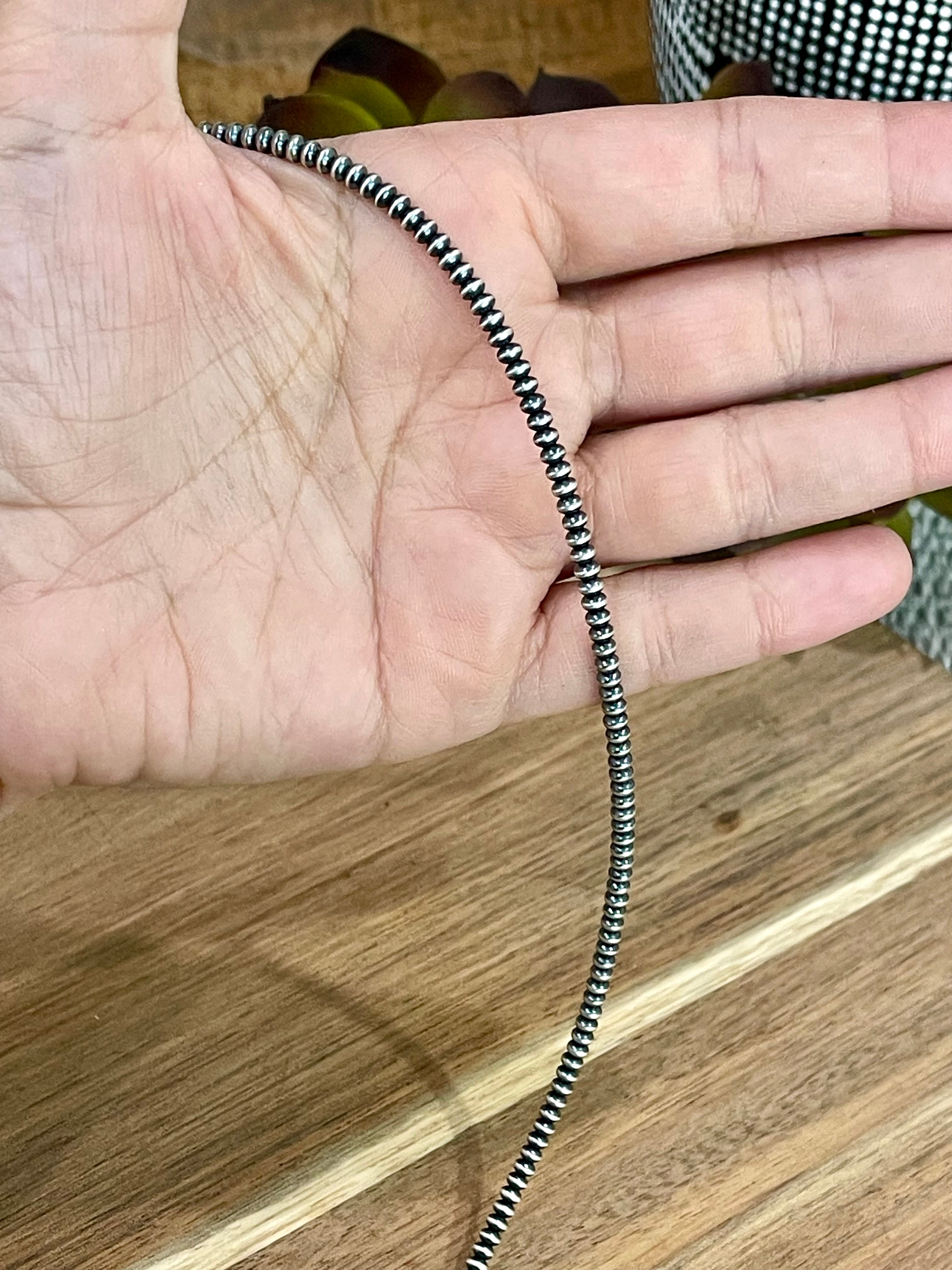 Handmade Sterling Silver 3mm 18” Beaded Necklace