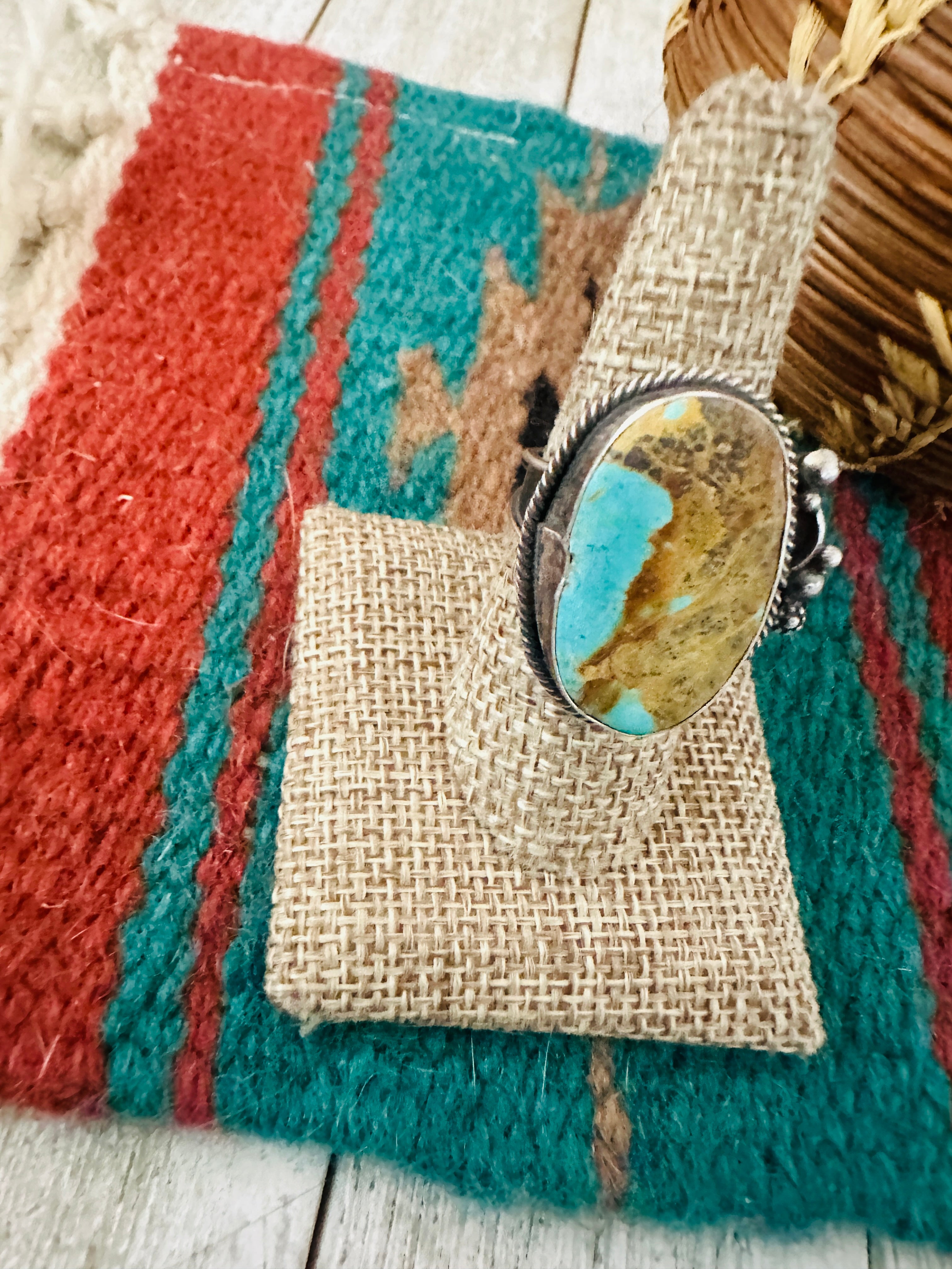 Handcrafted Turquoise & Sterling Silver Adjustable Ring by Jacqueline Silver