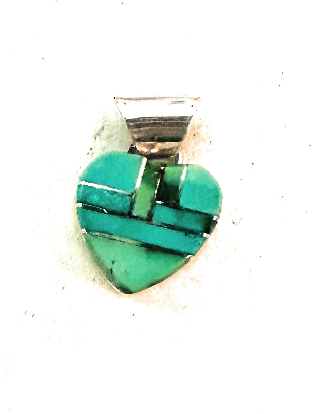 Handcrafted Turquoise & Sterling Silver Inlay Heart Pendant