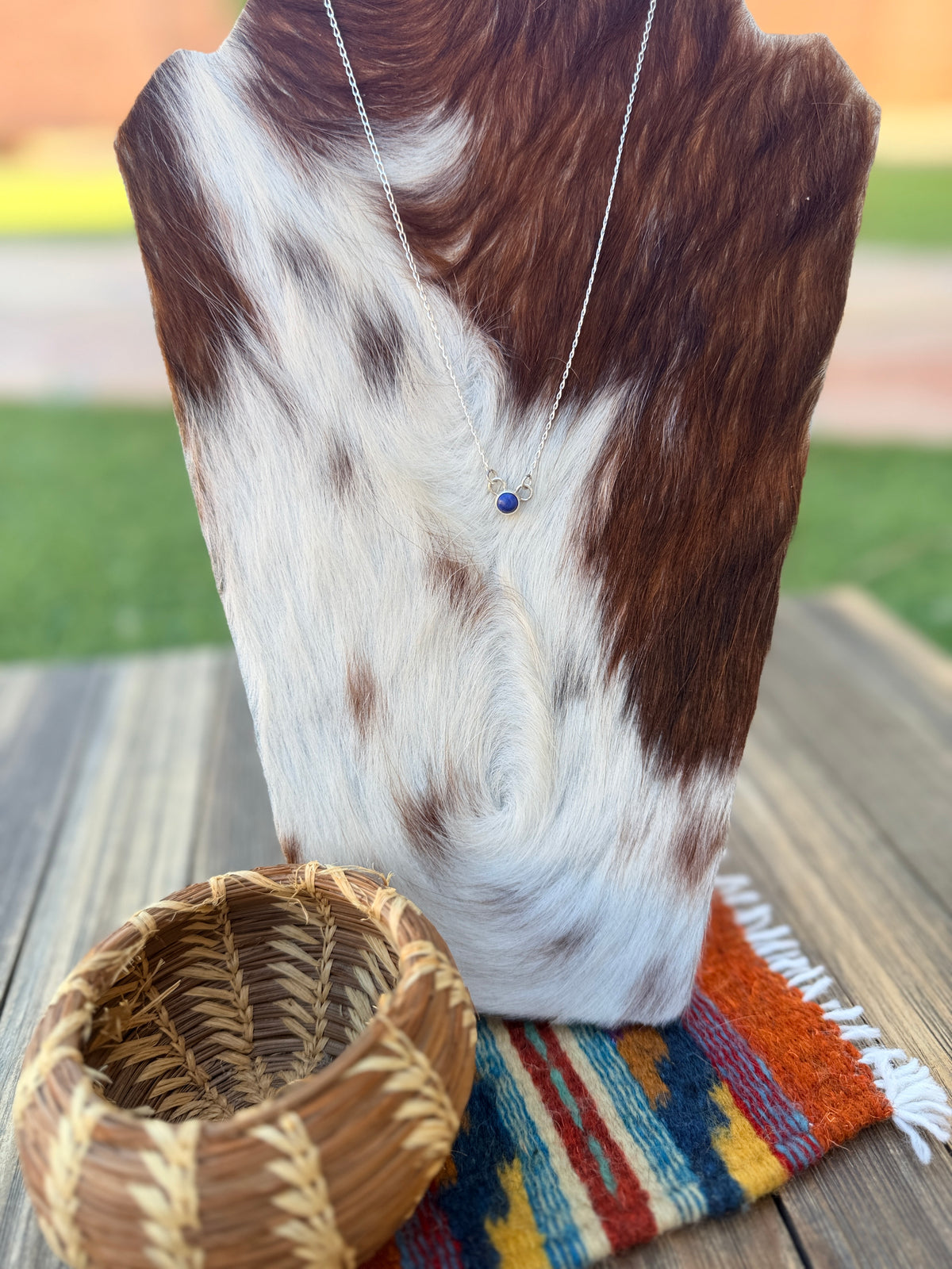 Handcrafted Sterling Silver & Lapis Dot Necklace