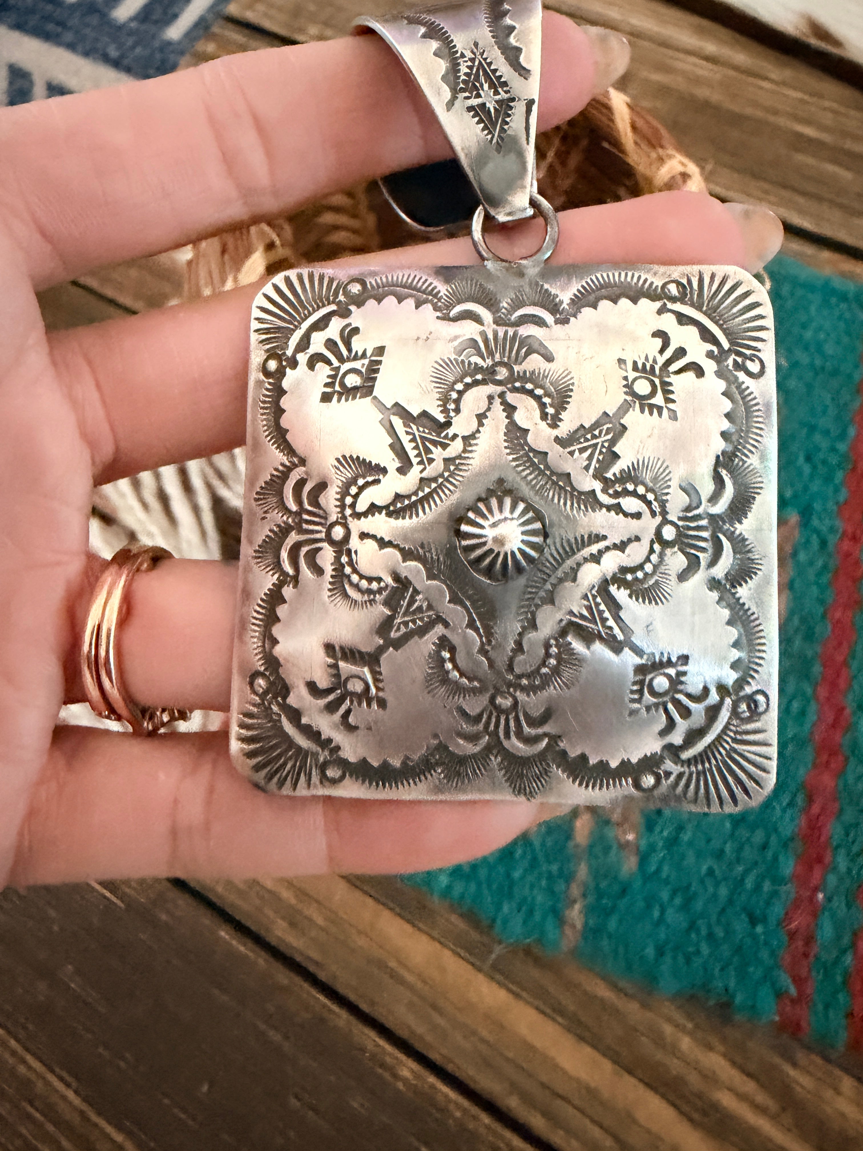 Handcrafted Sterling Silver Concho Pendant by Vincent Platero