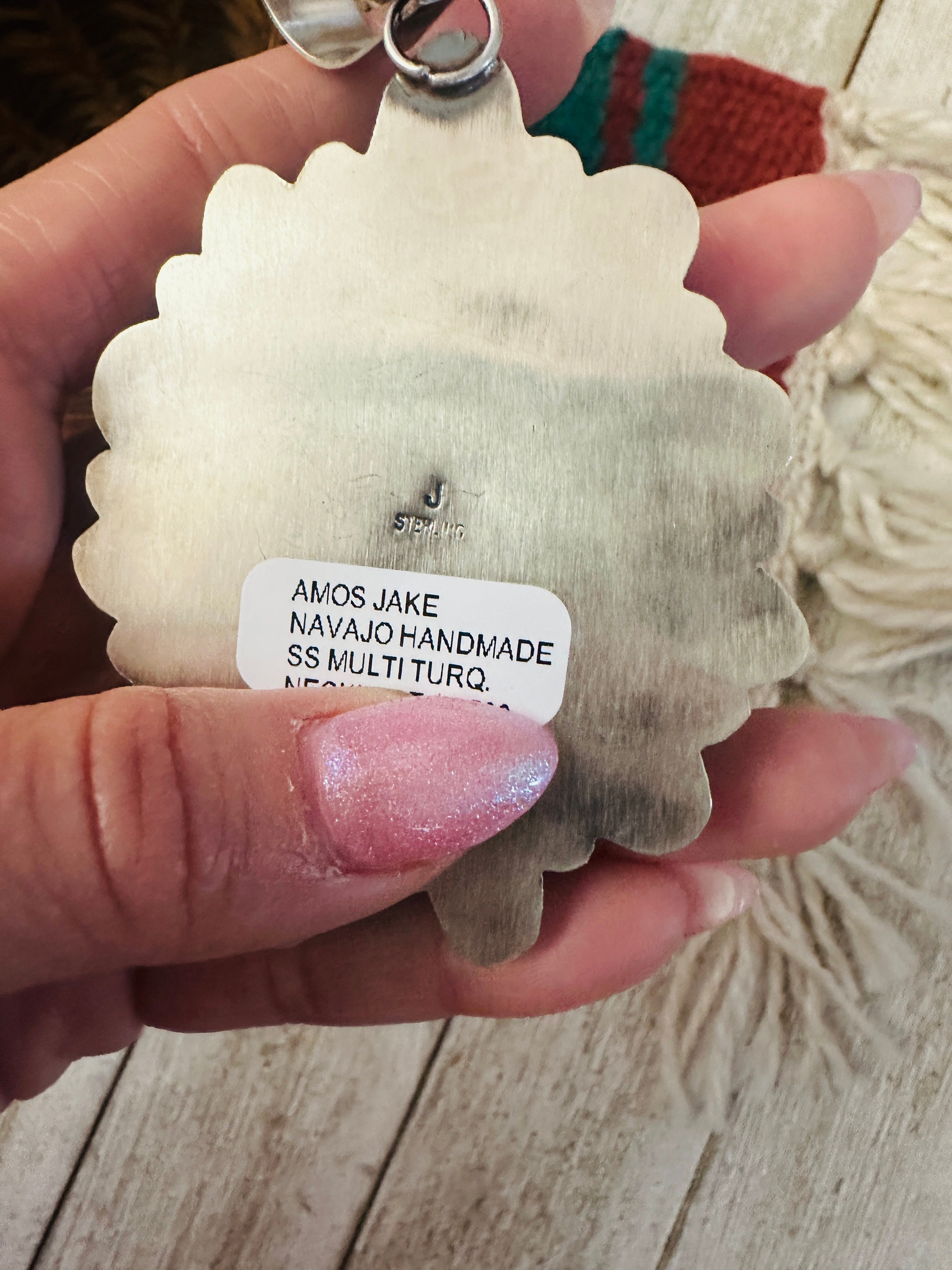 Handcrafted Sterling Silver & Multi Turquoise Cluster Pendant by Amos Jake