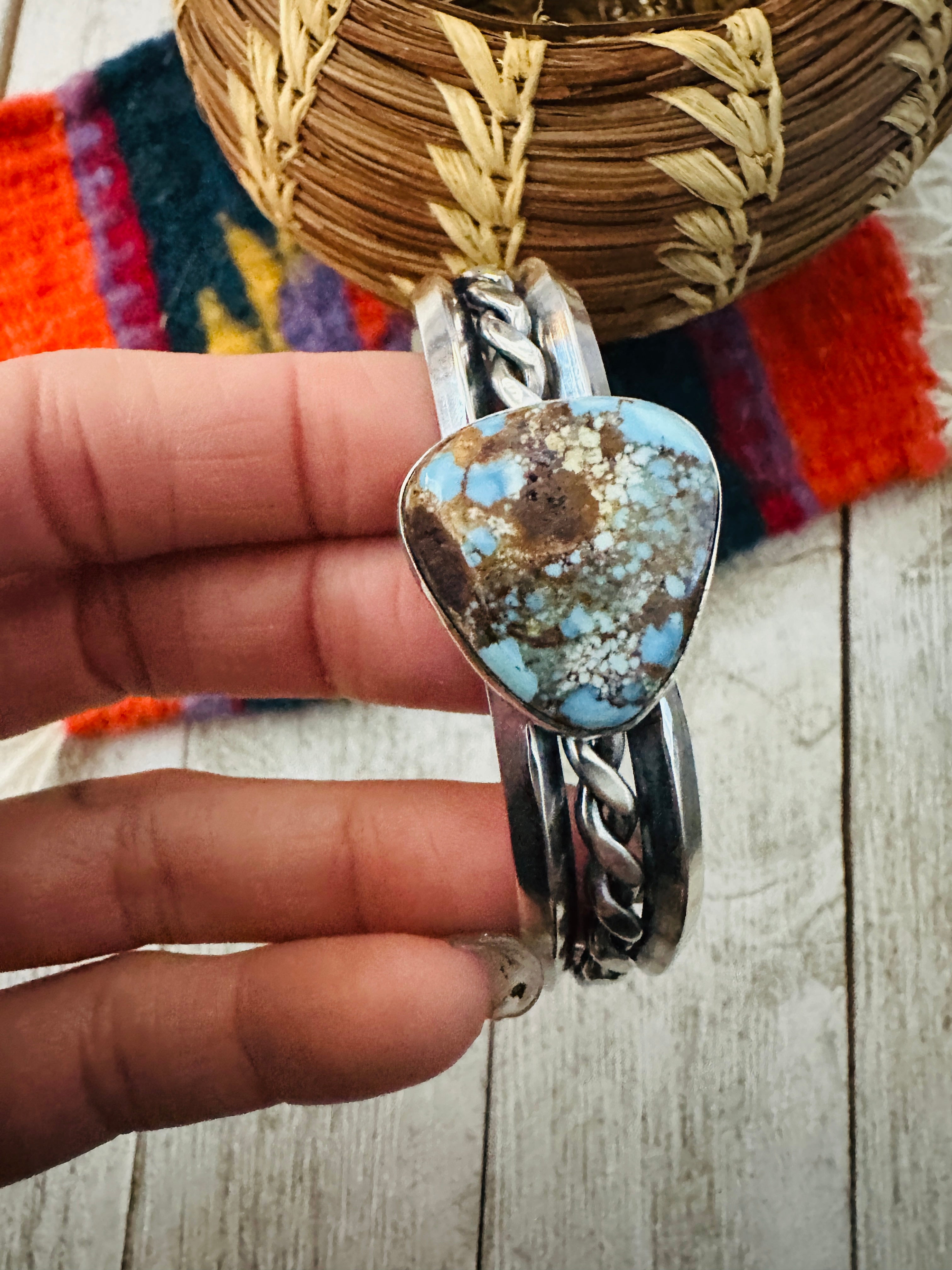 Handcrafted Sterling Silver & Golden Hills Turquoise Cuff Bracelet