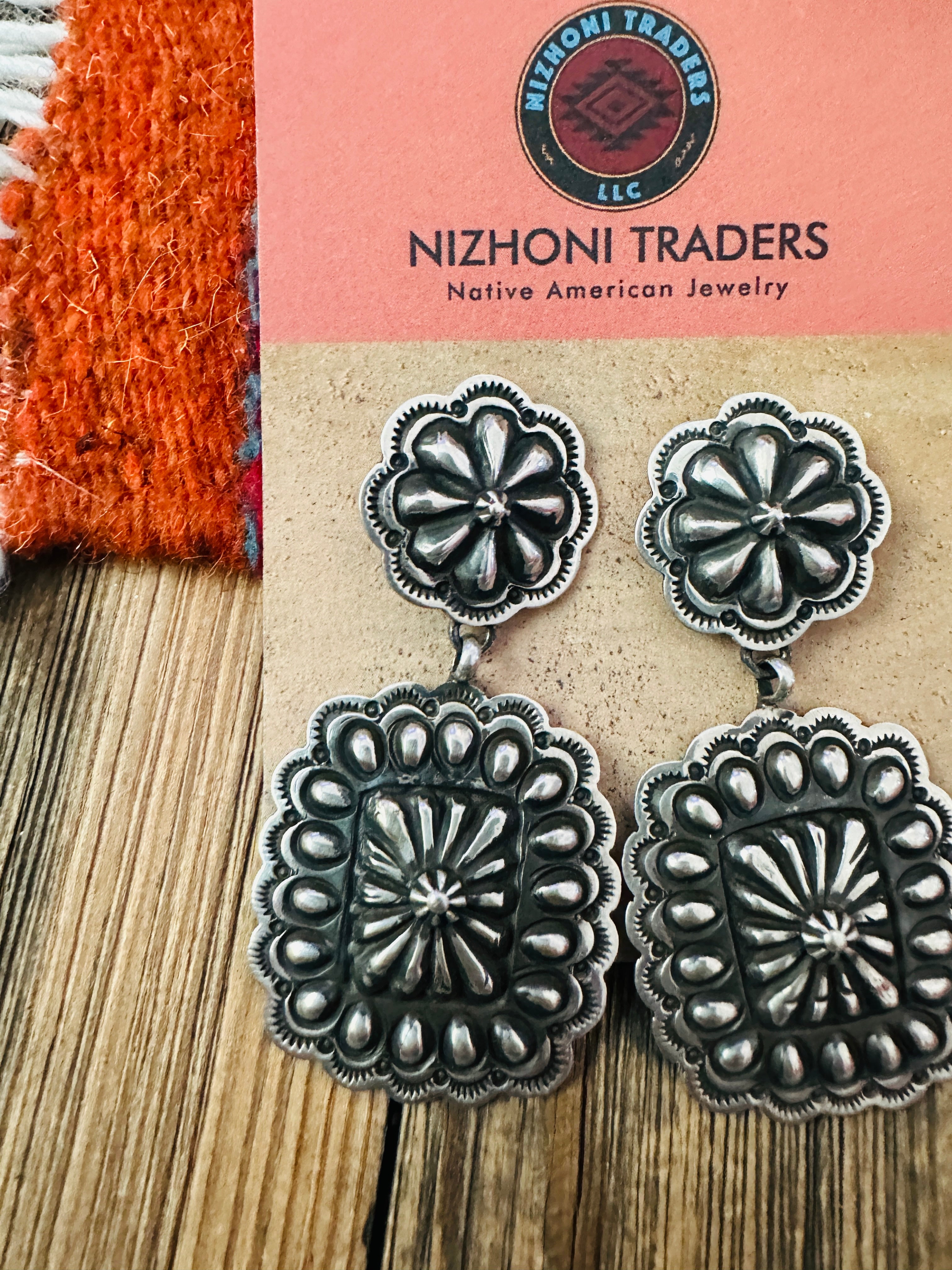 Handcrafted Sterling Silver Concho Dangle Earrings