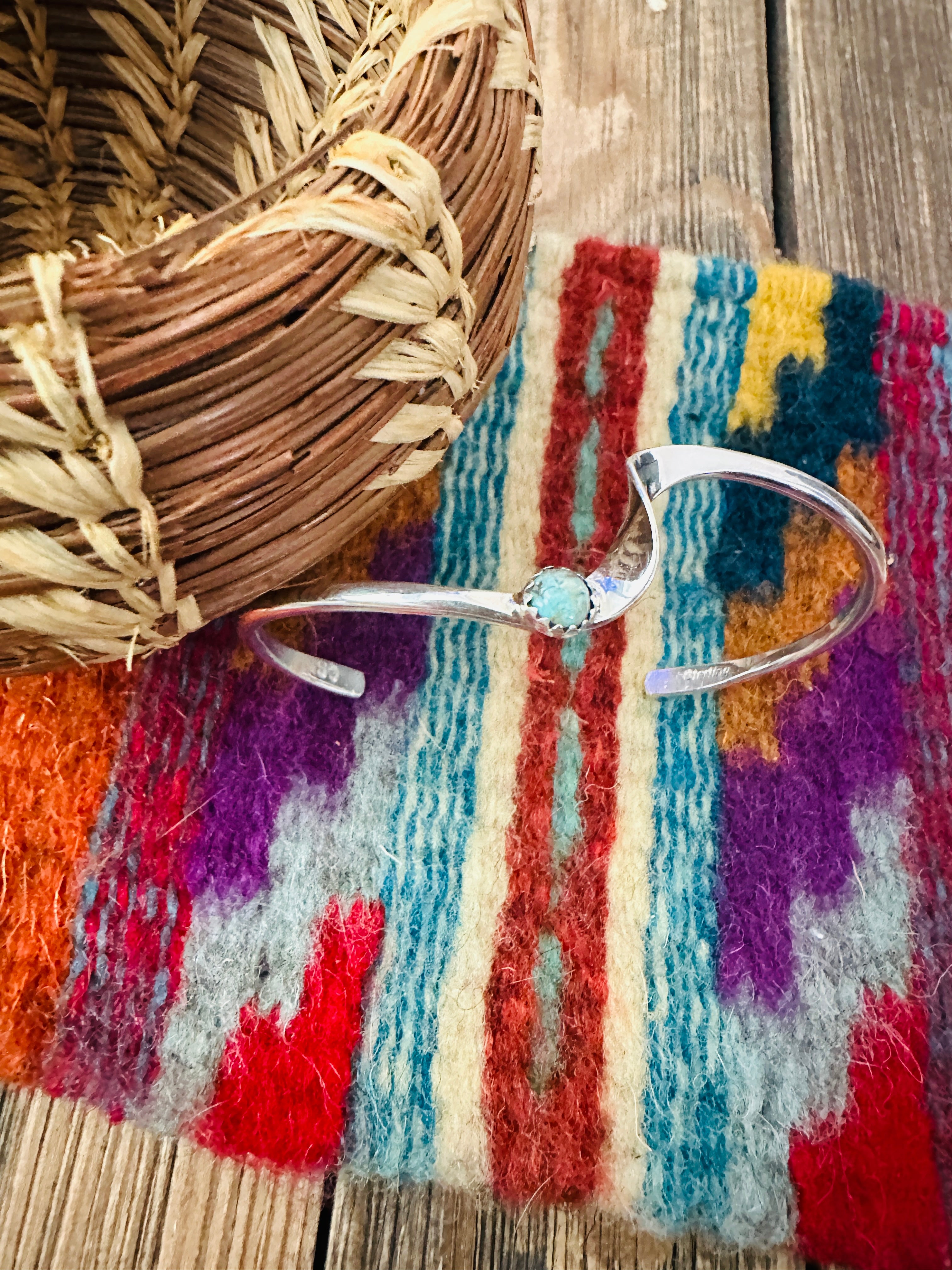 Handcrafted Twisted Sterling Silver & Turquoise Cuff Bracelet