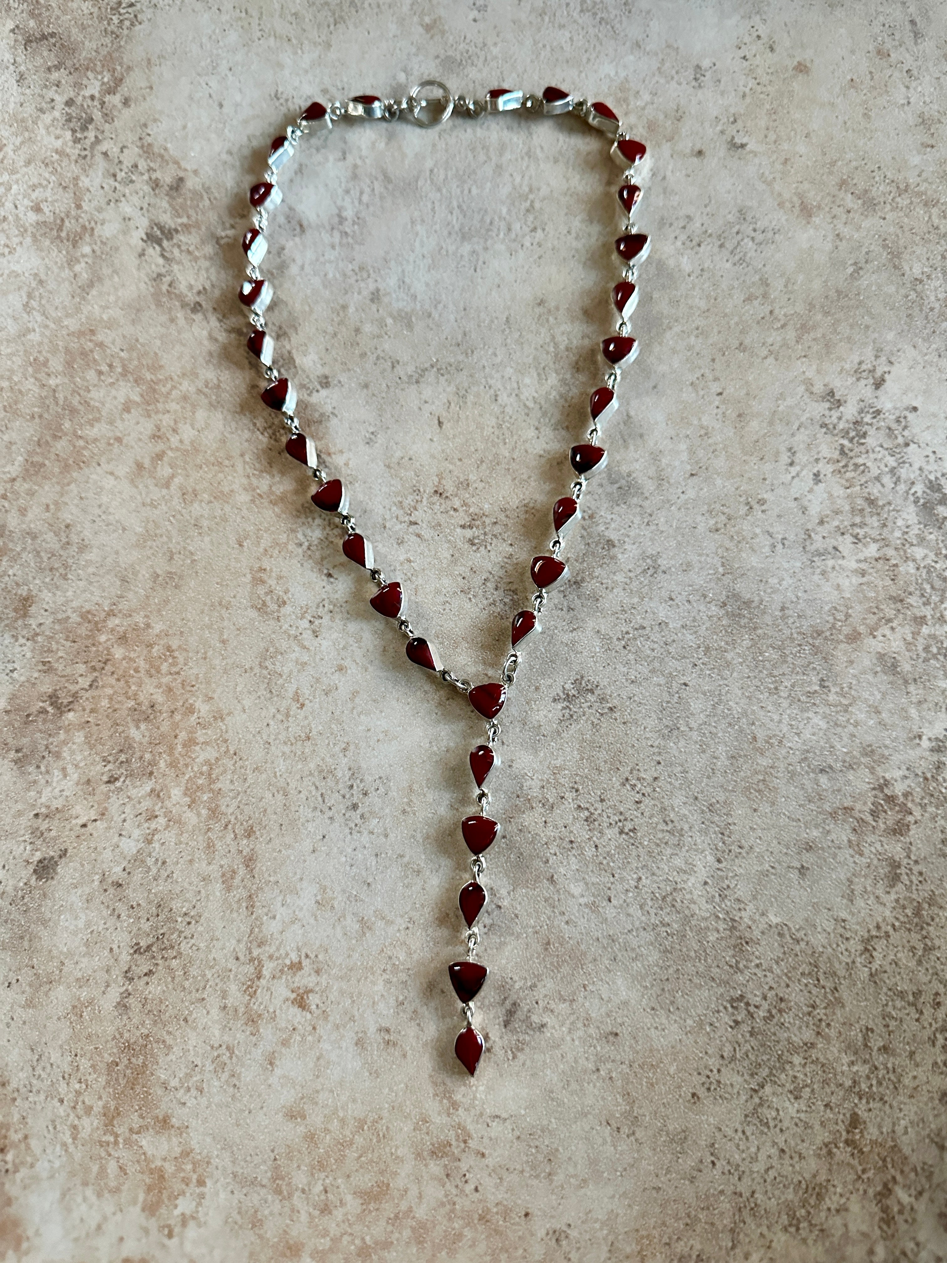 18" Red Jasper Lariat Necklace
