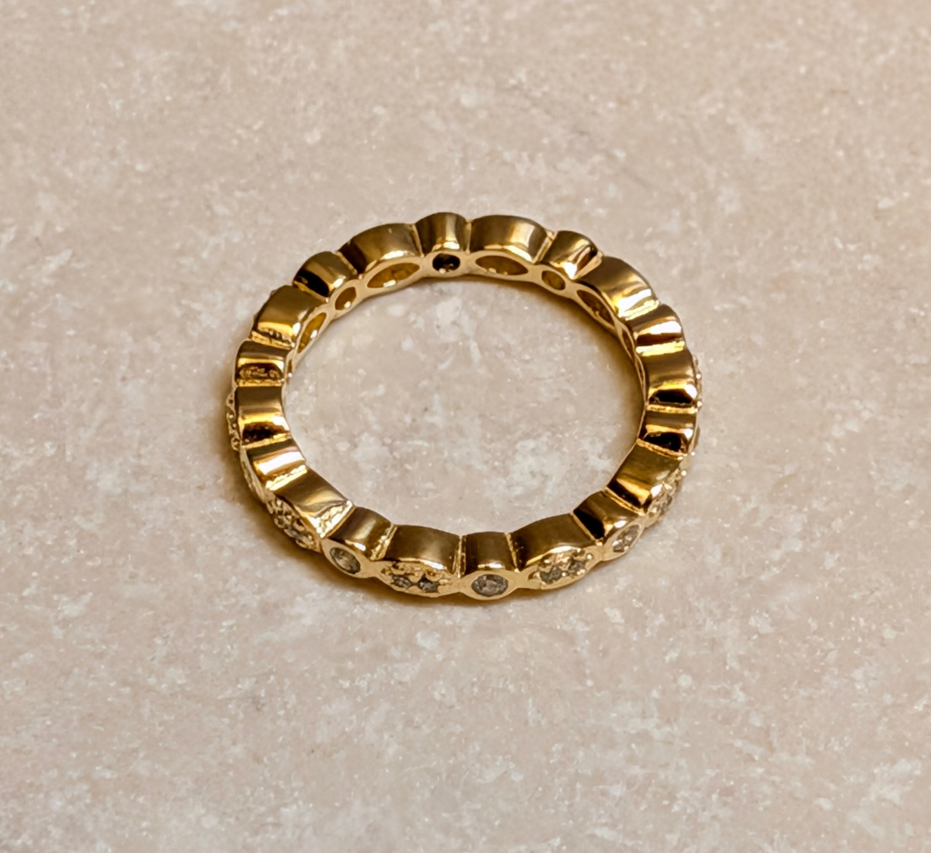 14m Gd CZ Bezel Band Ring