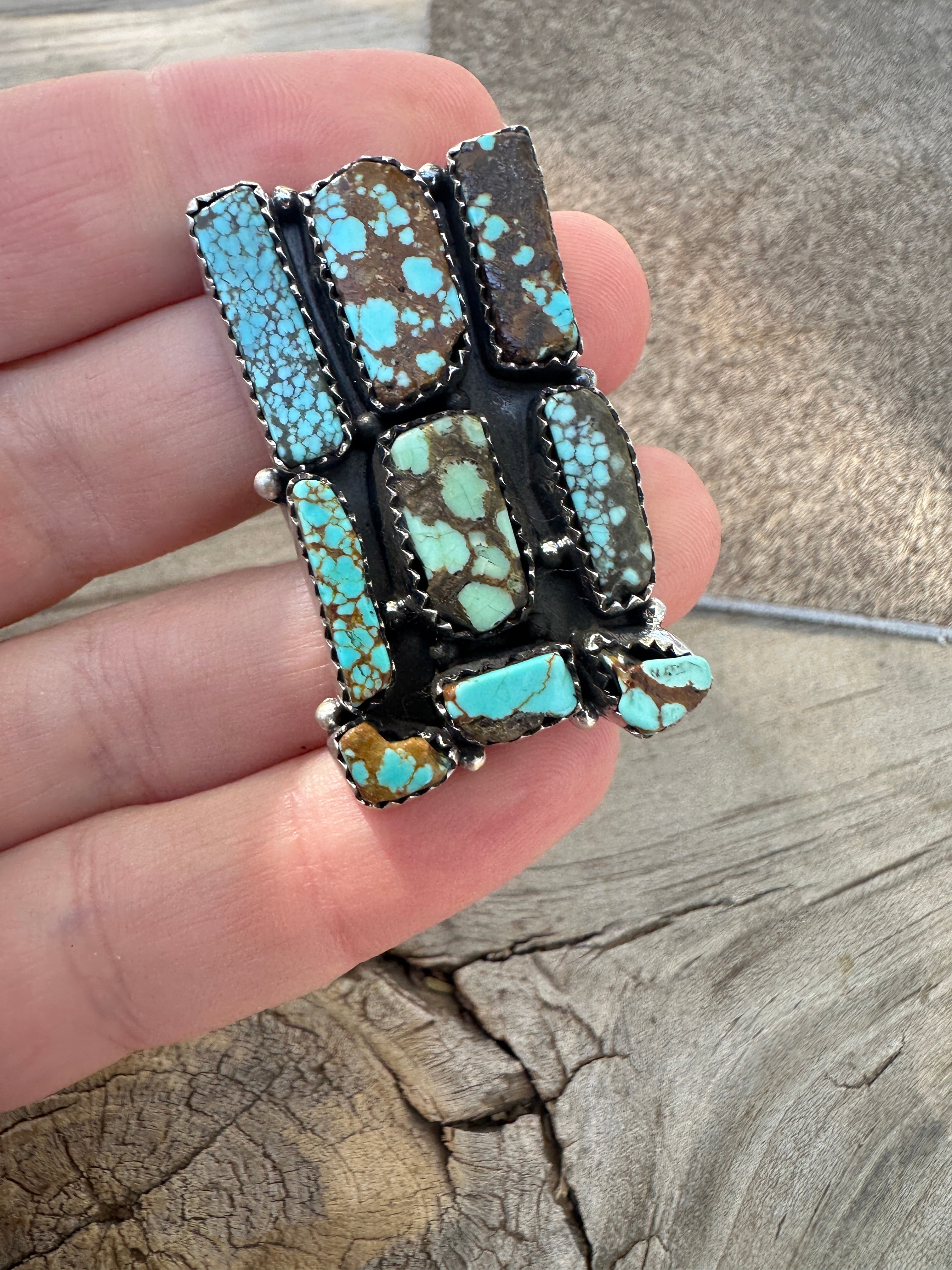 Beautiful Handmade Sterling Silver & Number 8 Turquoise Adjustable Ring