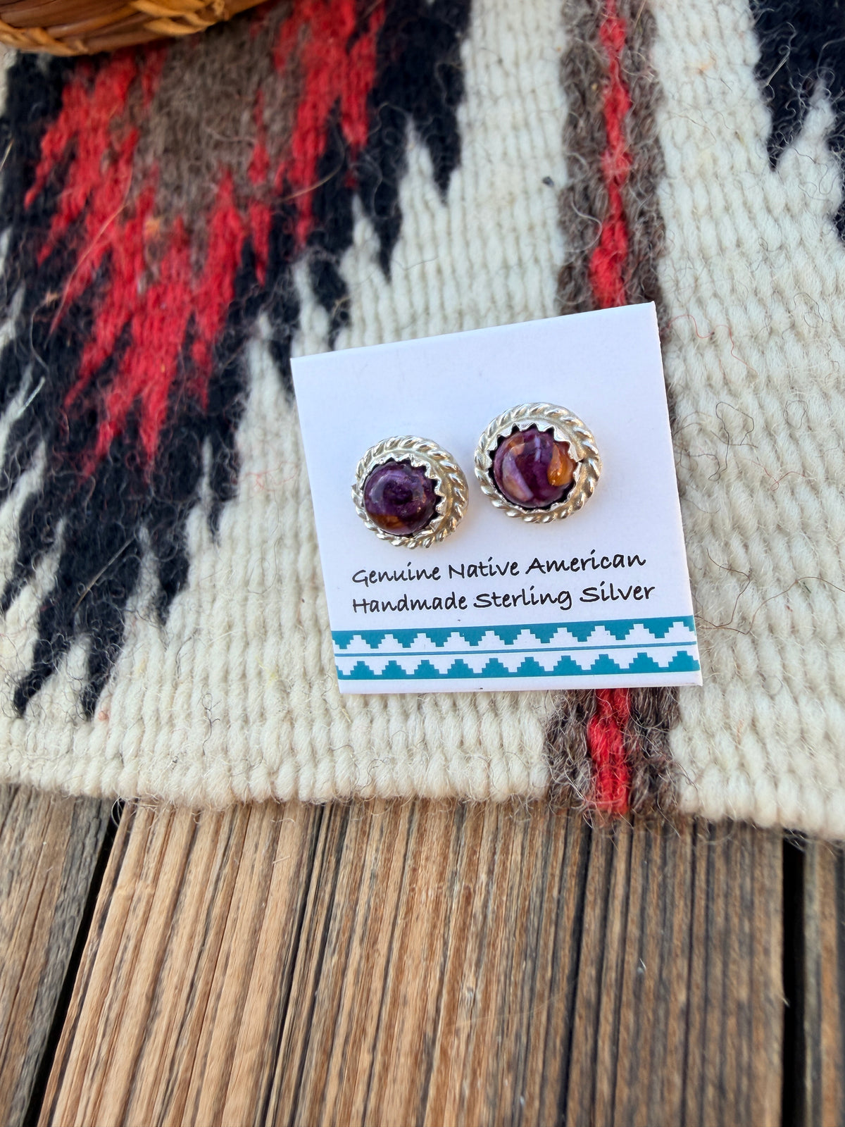 Handcrafted Purple Mojave & Sterling Silver Stud Earrings