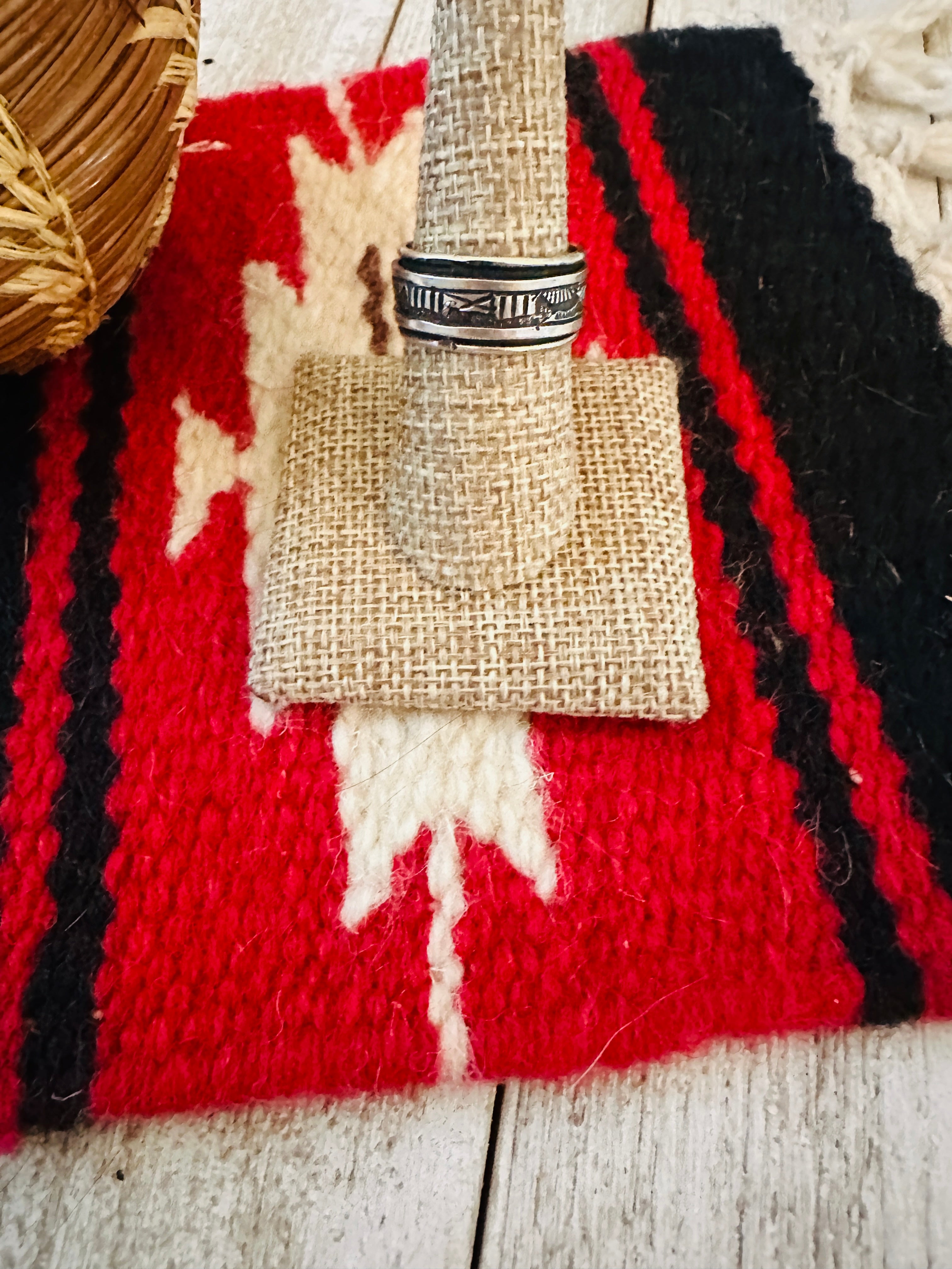 Handcrafted Hand Stamped Sterling Silver Storyteller Ring Size 8