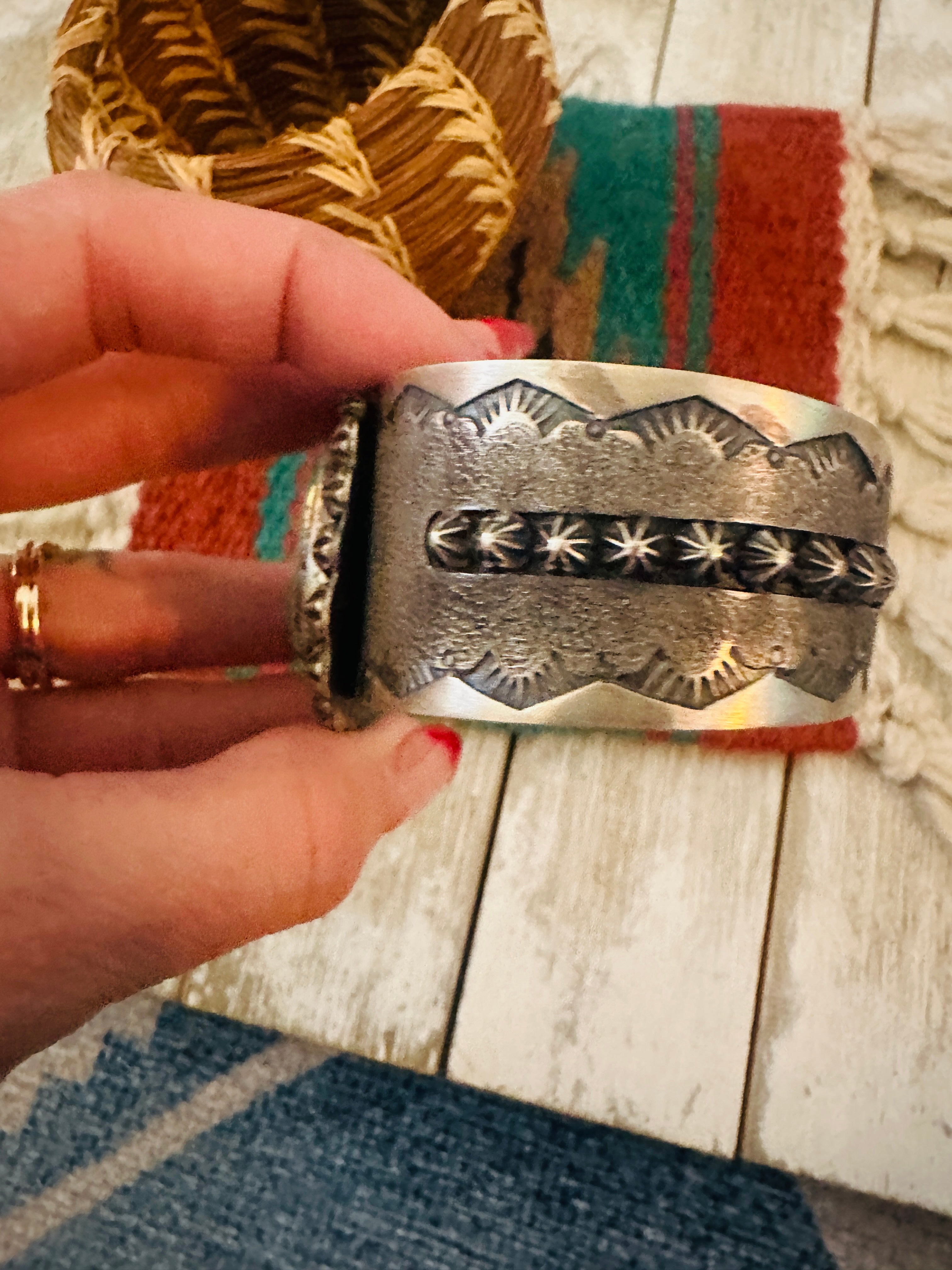 Handcrafted Sterling Silver & Bisbee Turquoise Cuff Bracelet