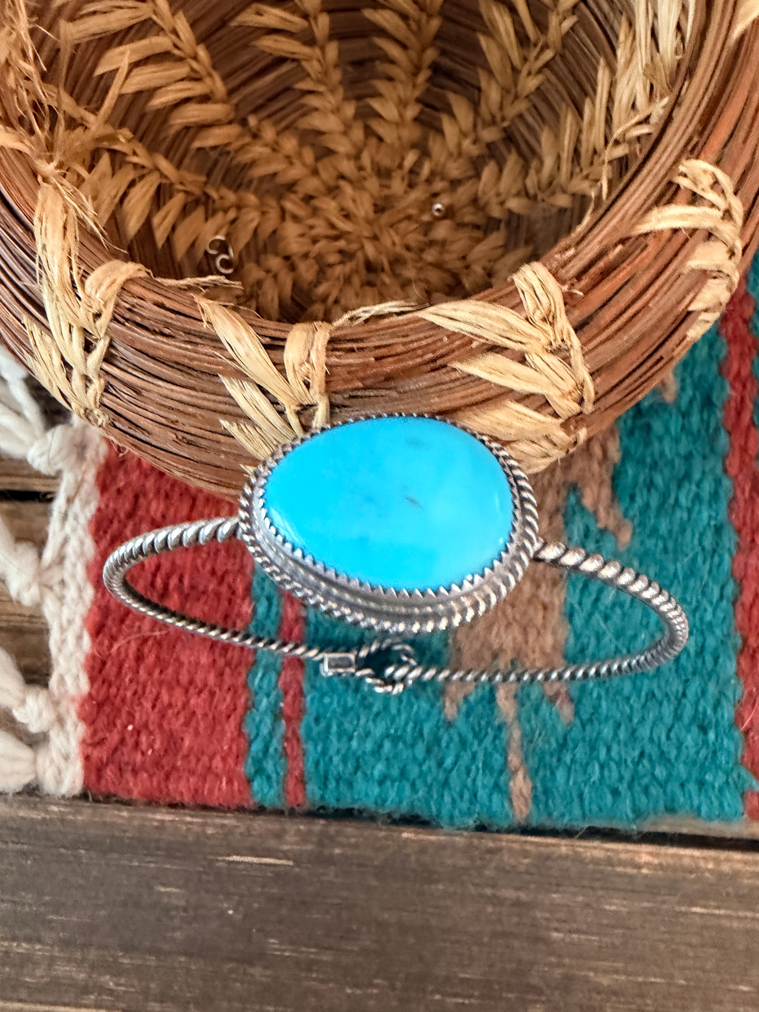 Handmade Turquoise & Sterling Silver Bangle Bracelet
