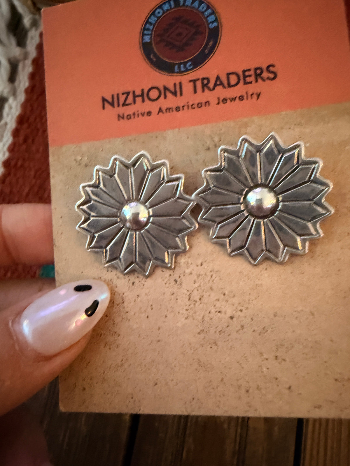 Old Pawn Handcrafted Sterling Silver Flower Post Earrings
