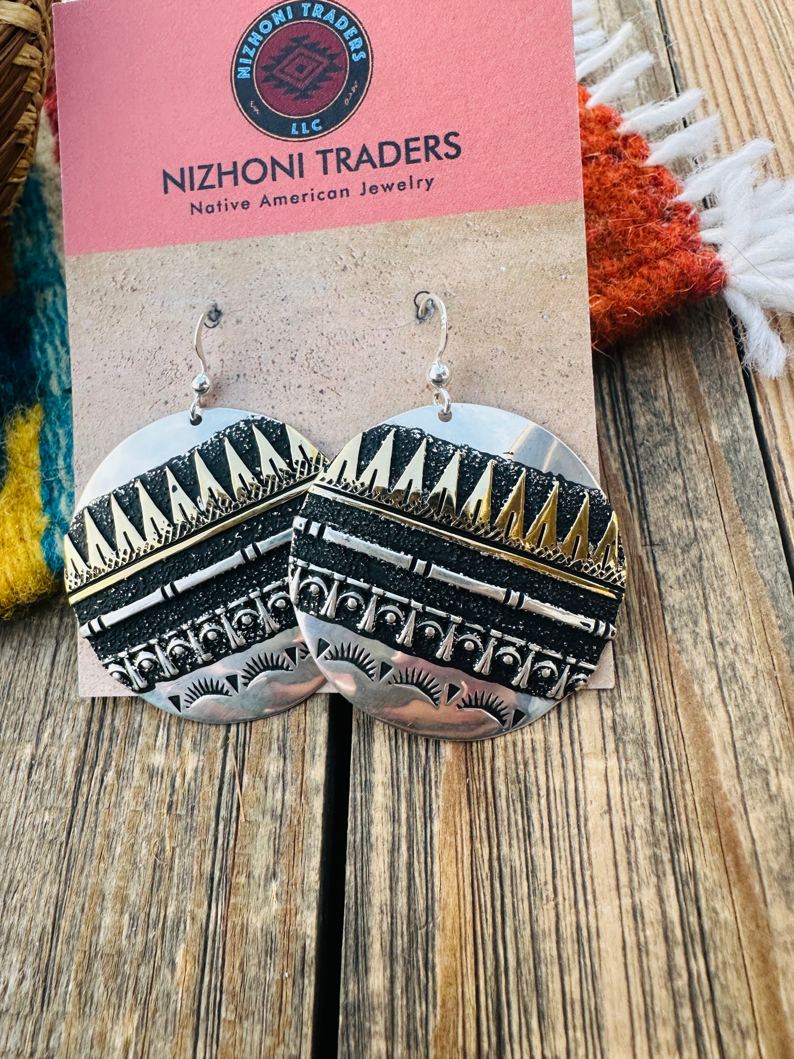 Handcrafted Sterling Silver & Copper Dangle Earrings by Rose Singer