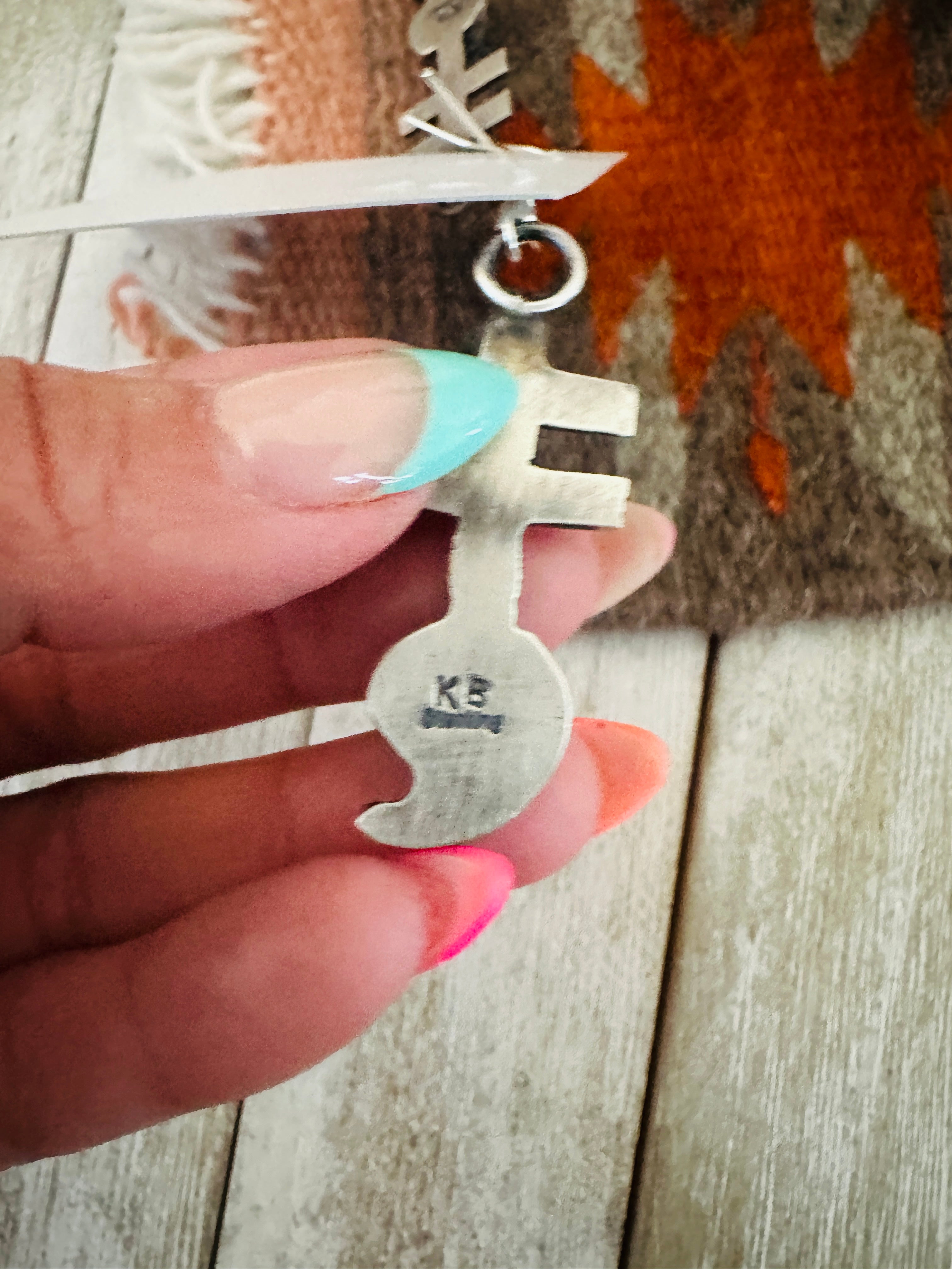 Handcrafted Turquoise & Sterling Silver Dragonfly Dangle Earrings by Kevin Billah