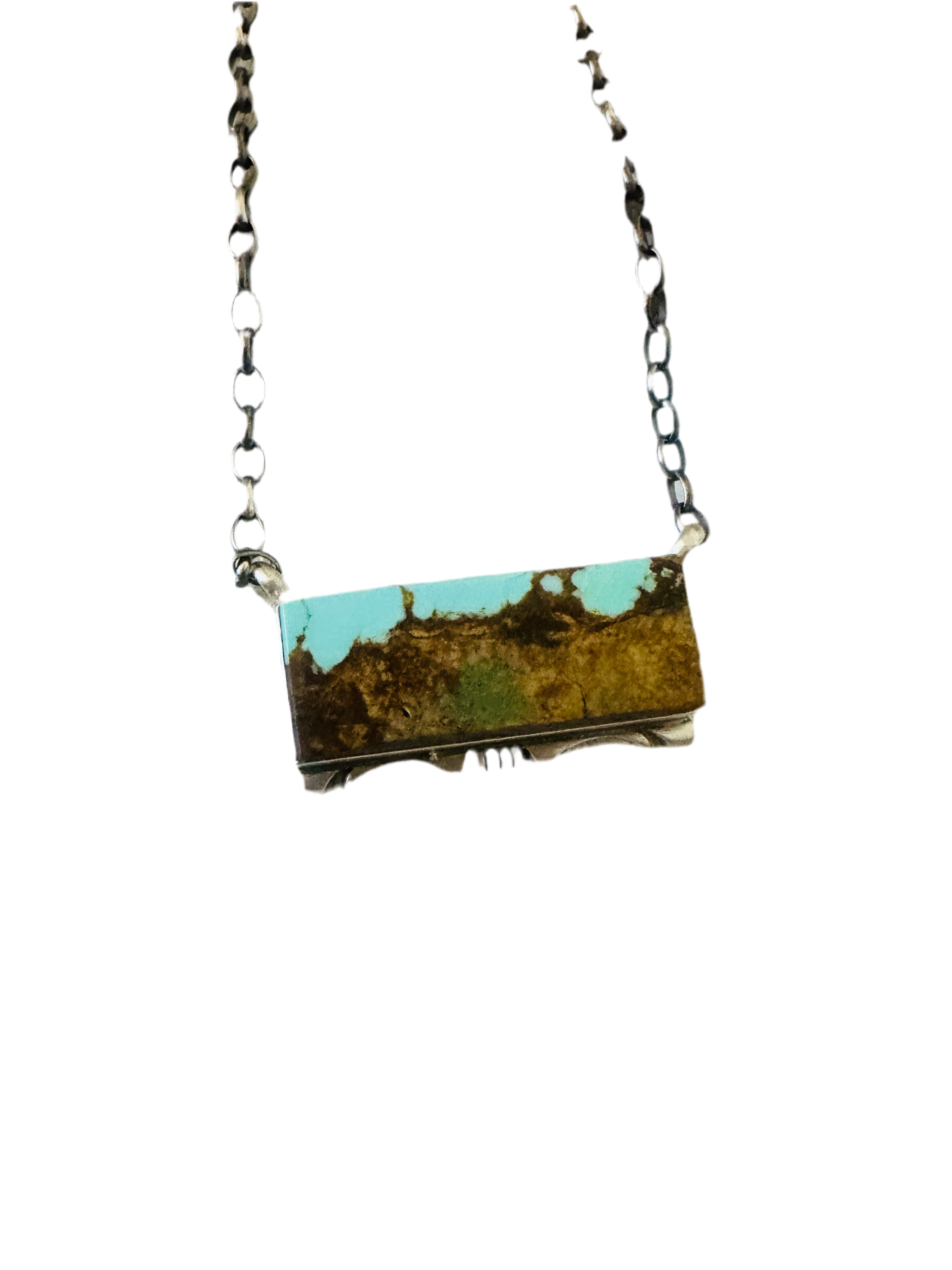Handcrafted Number 8 Turquoise & Sterling Silver Bar Necklace