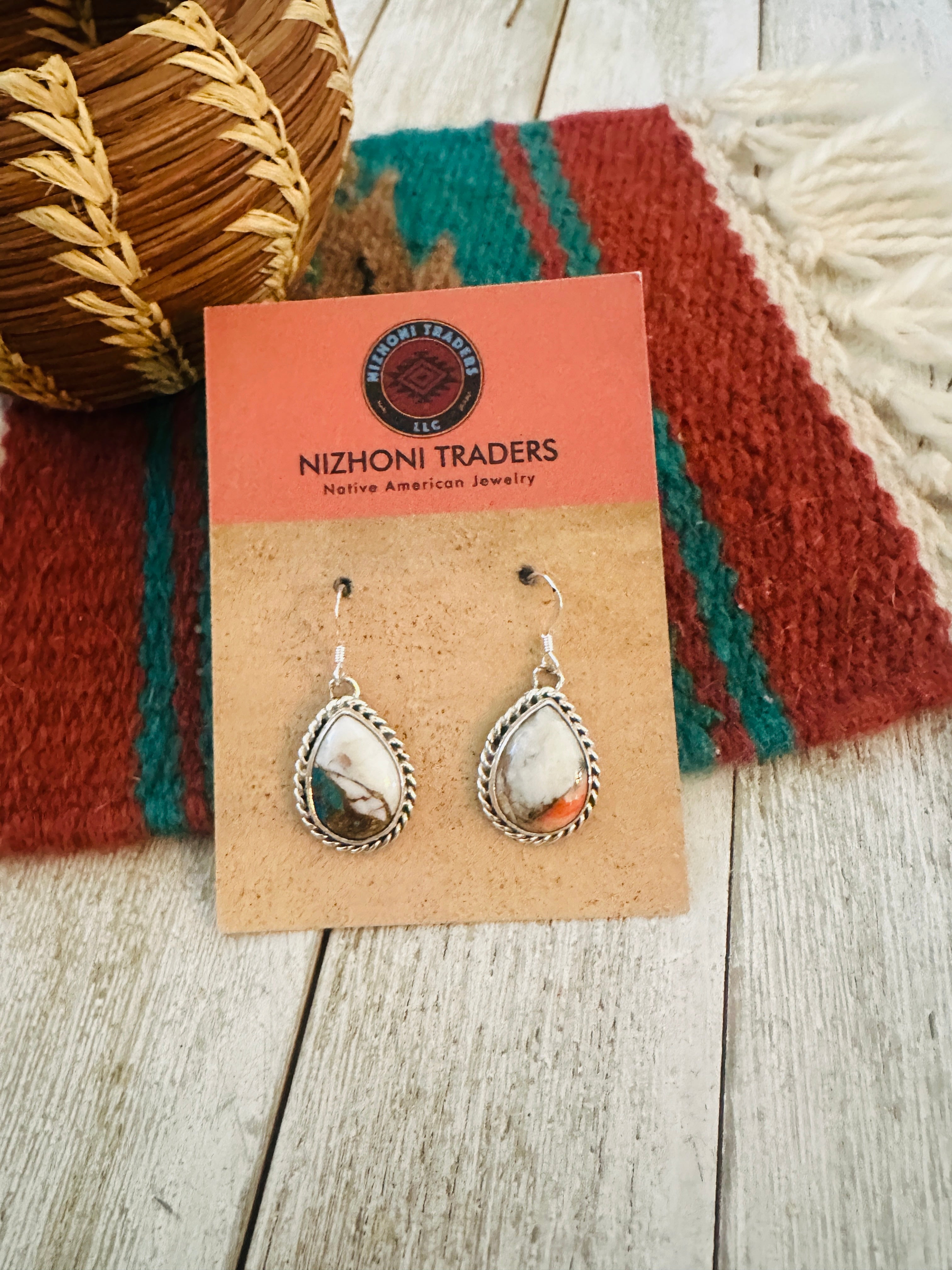 Handcrafted Sterling Silver & Spice Teardrop Dangle Earrings