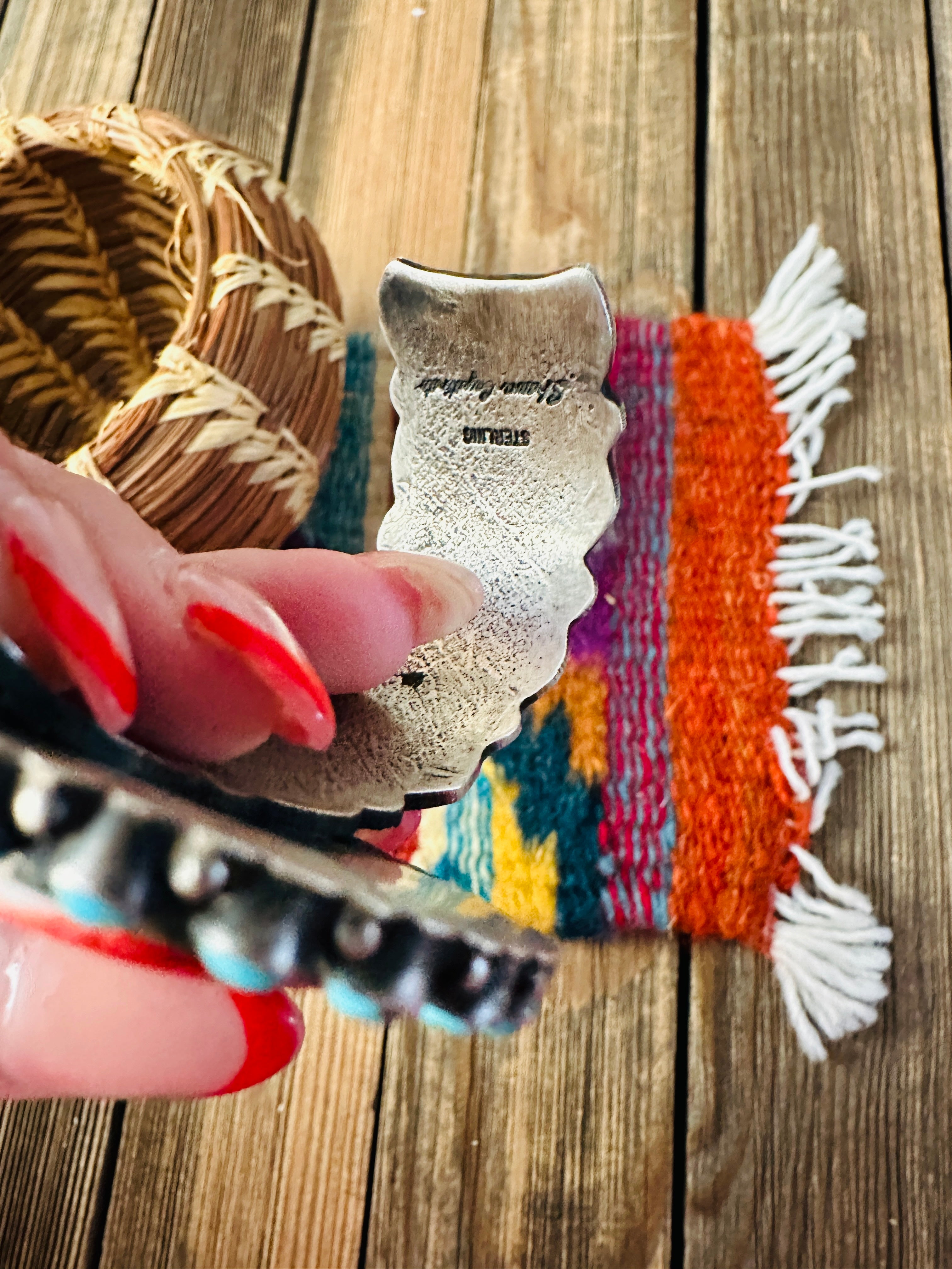 Handcrafted Spiny, Turquoise & Sterling Silver Cuff Bracelet by Shawn Cayatineto