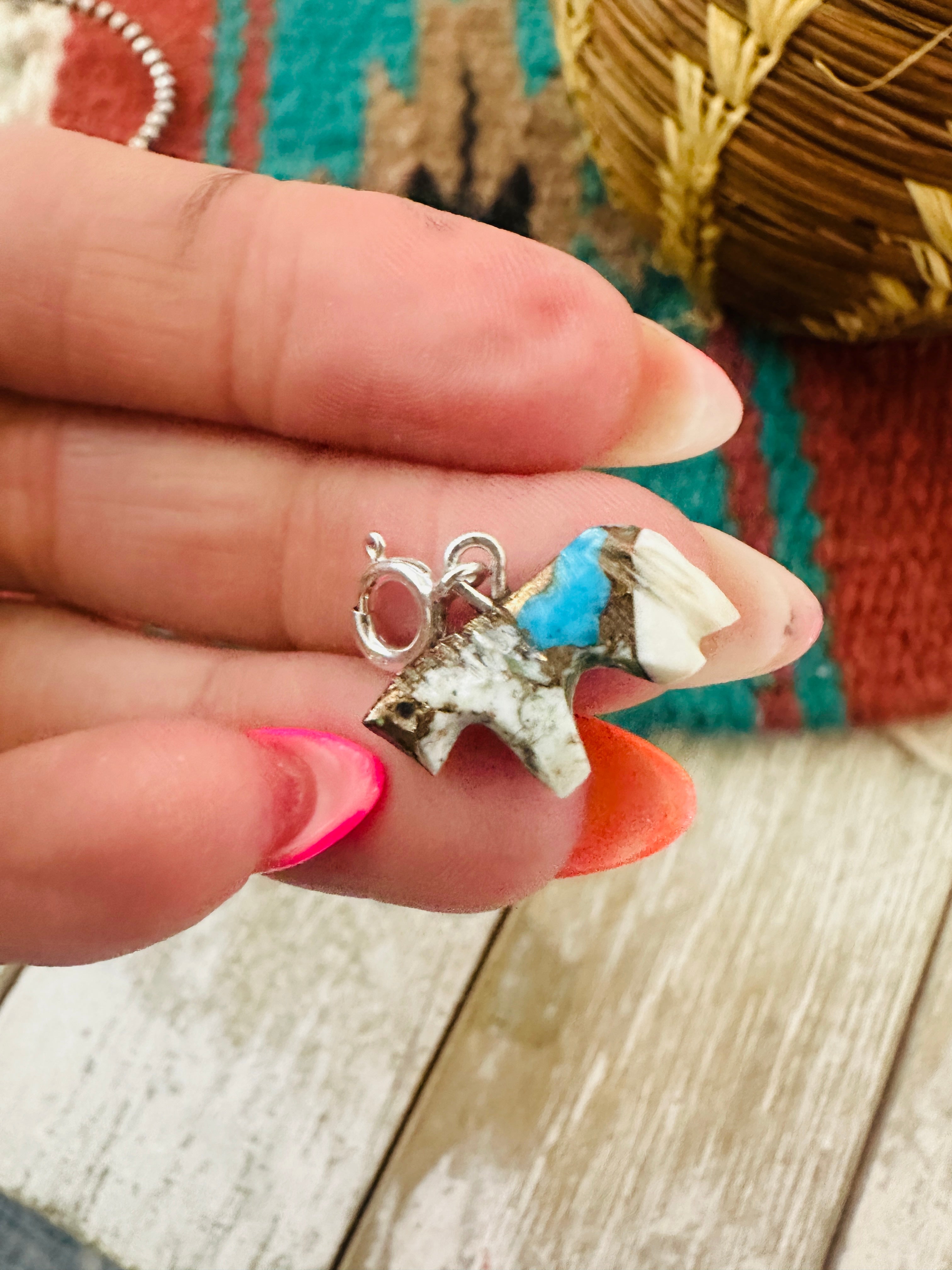 Handcrafted & Hand Carved Blue Mojave Horse Charm