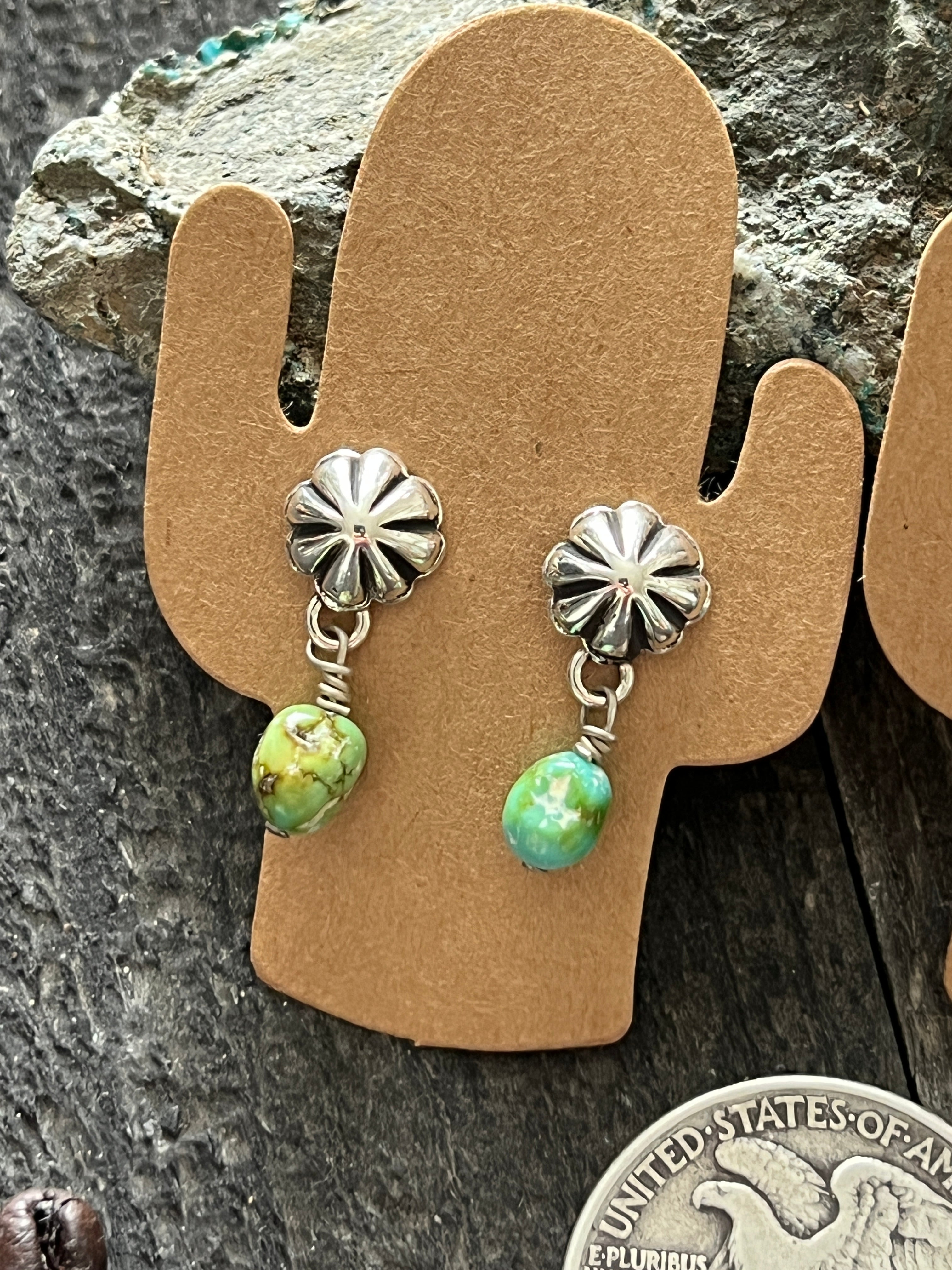 Handcrafted Summer Lovin’ Sterling Silver and Turquoise Concho Post Earrings