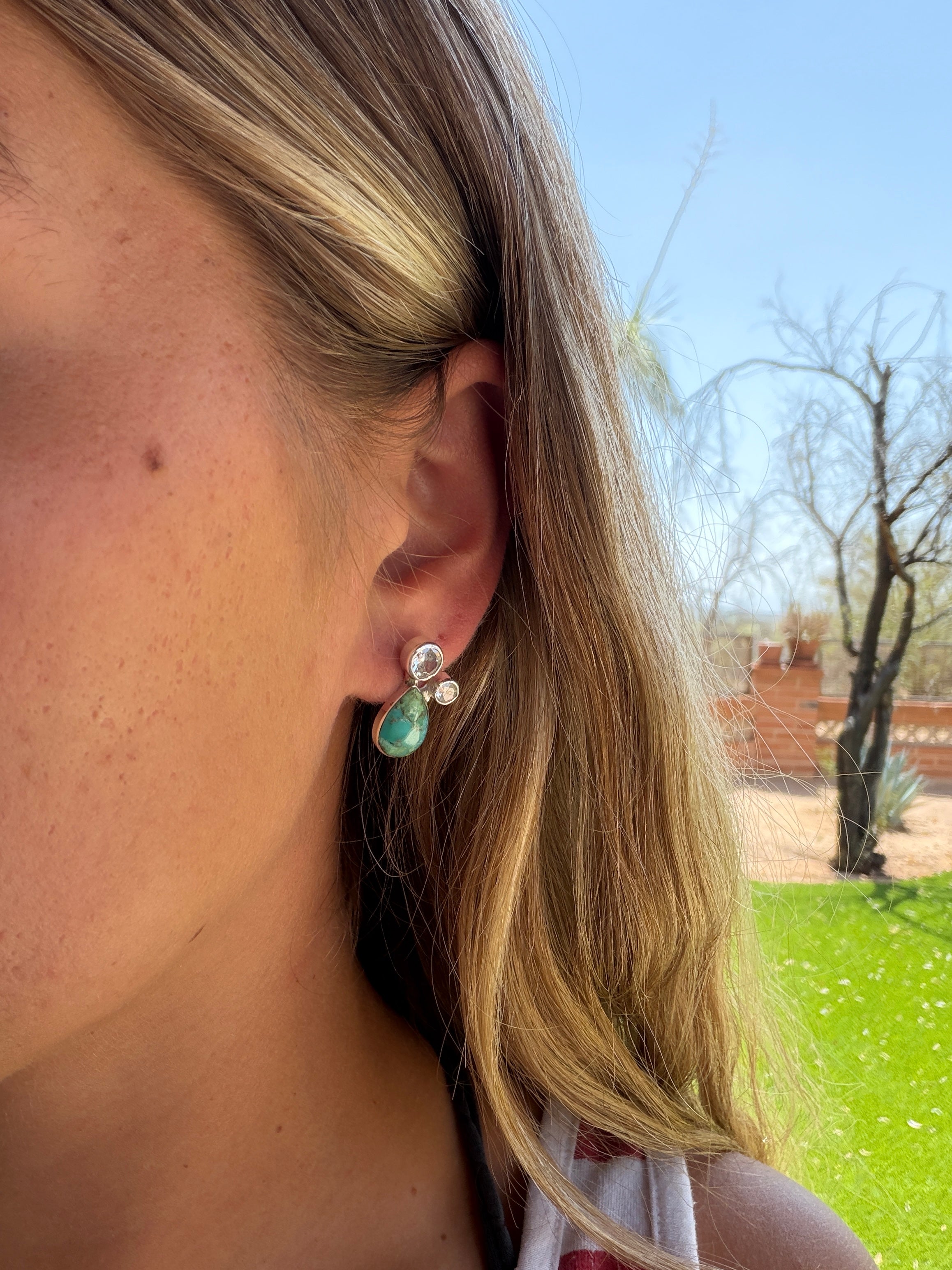Handmade Turquoise & Sterling Silver Post Earrings