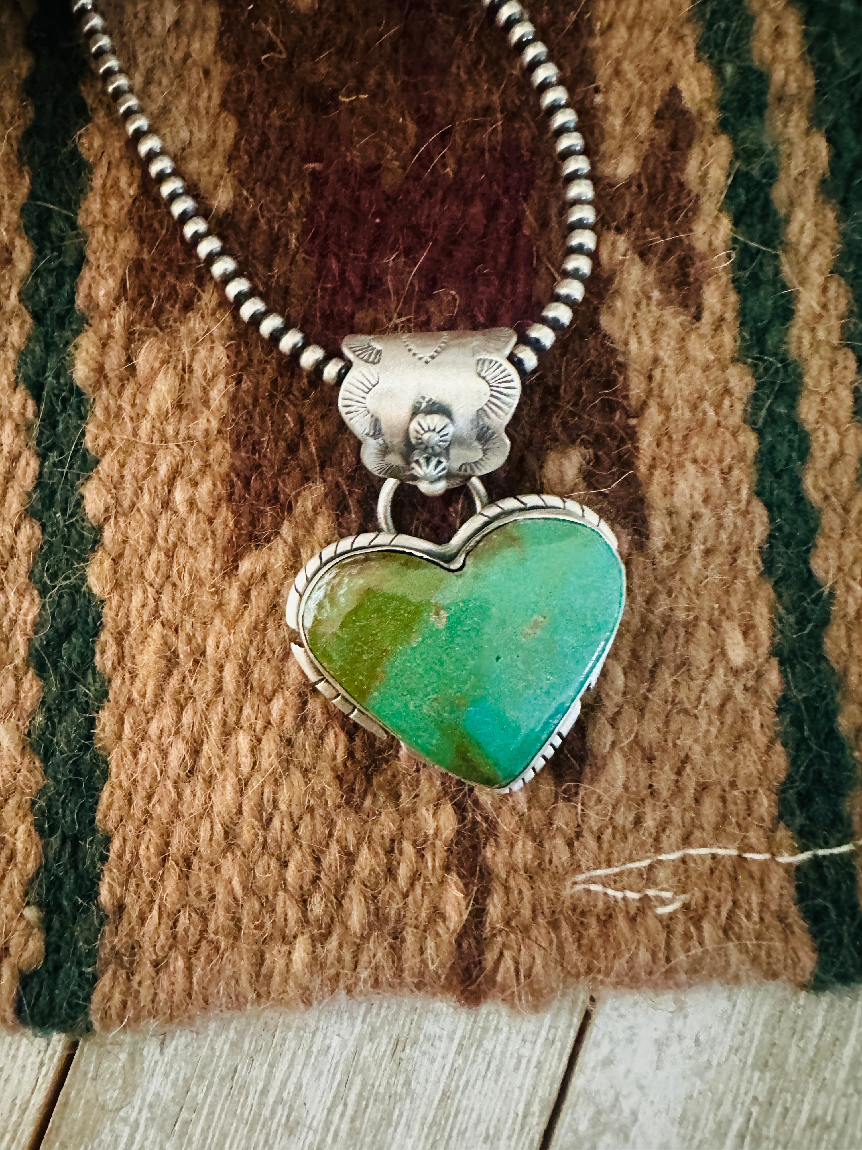 Handmade Turquoise & Sterling Silver Heart Pendant
