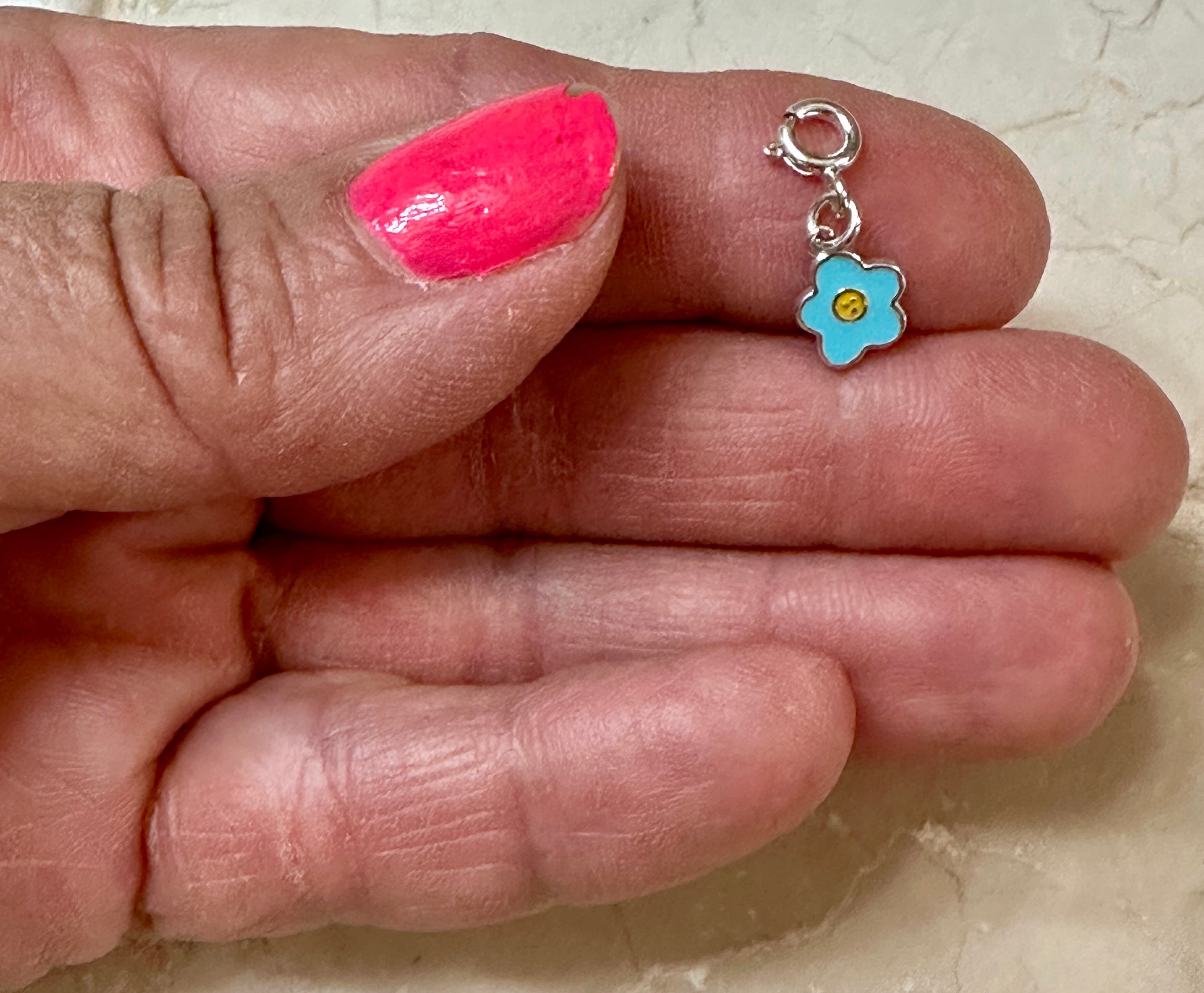 Sterling Silver Blue Flower Charm