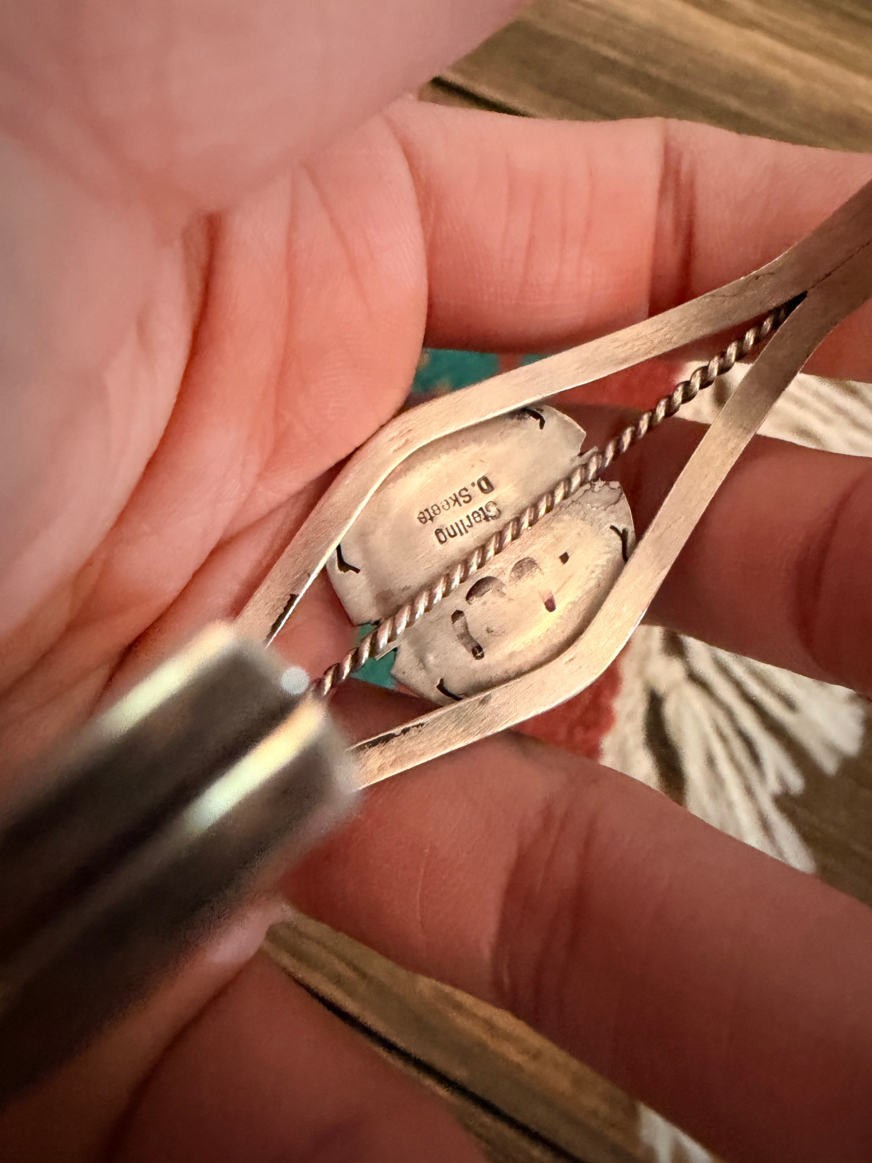 Handcrafted Turquoise & Sterling Silver Cuff Bracelet by David Skeets
