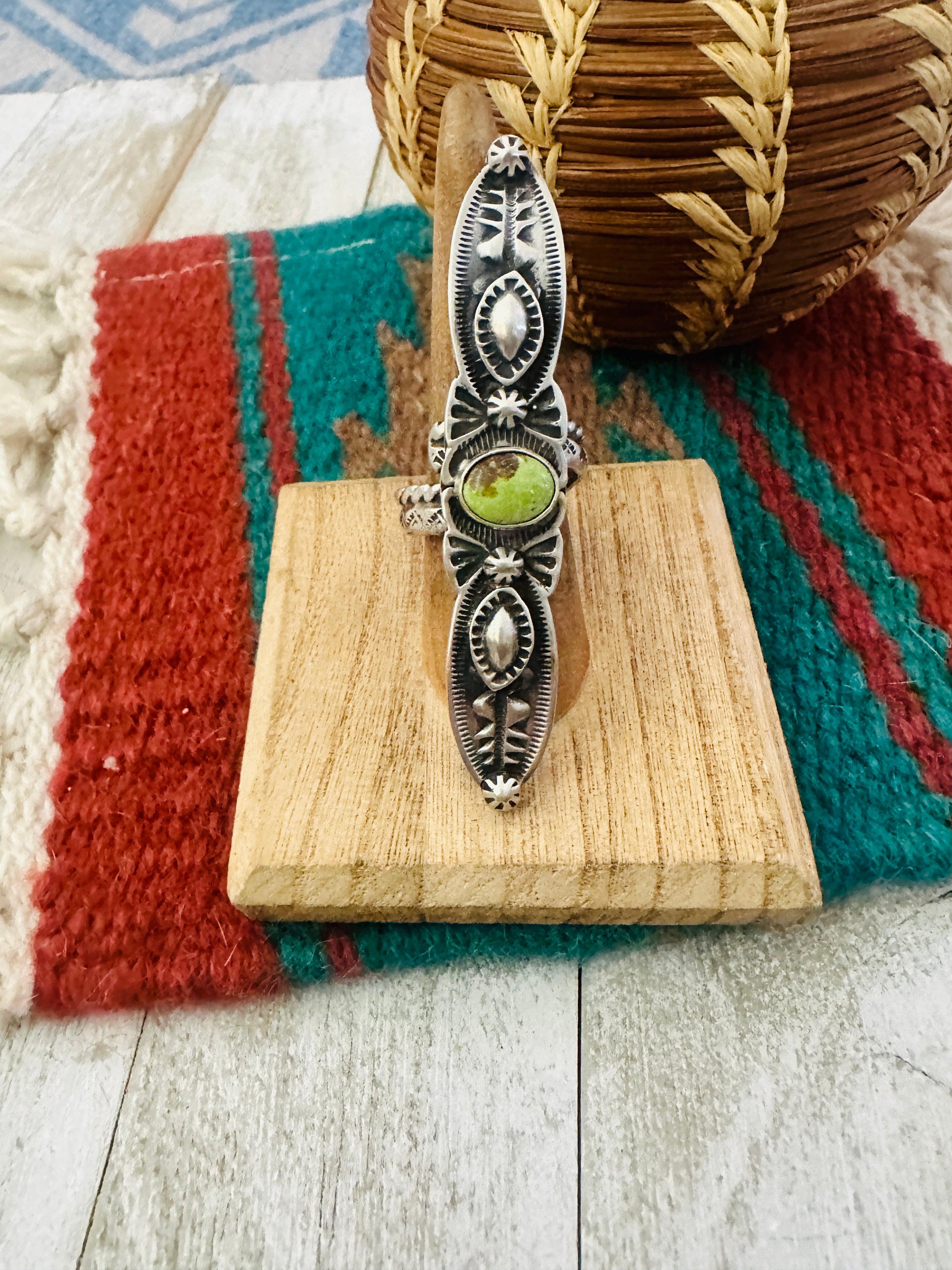 Handcrafted Sterling Silver & Turquoise Adjustable Ring