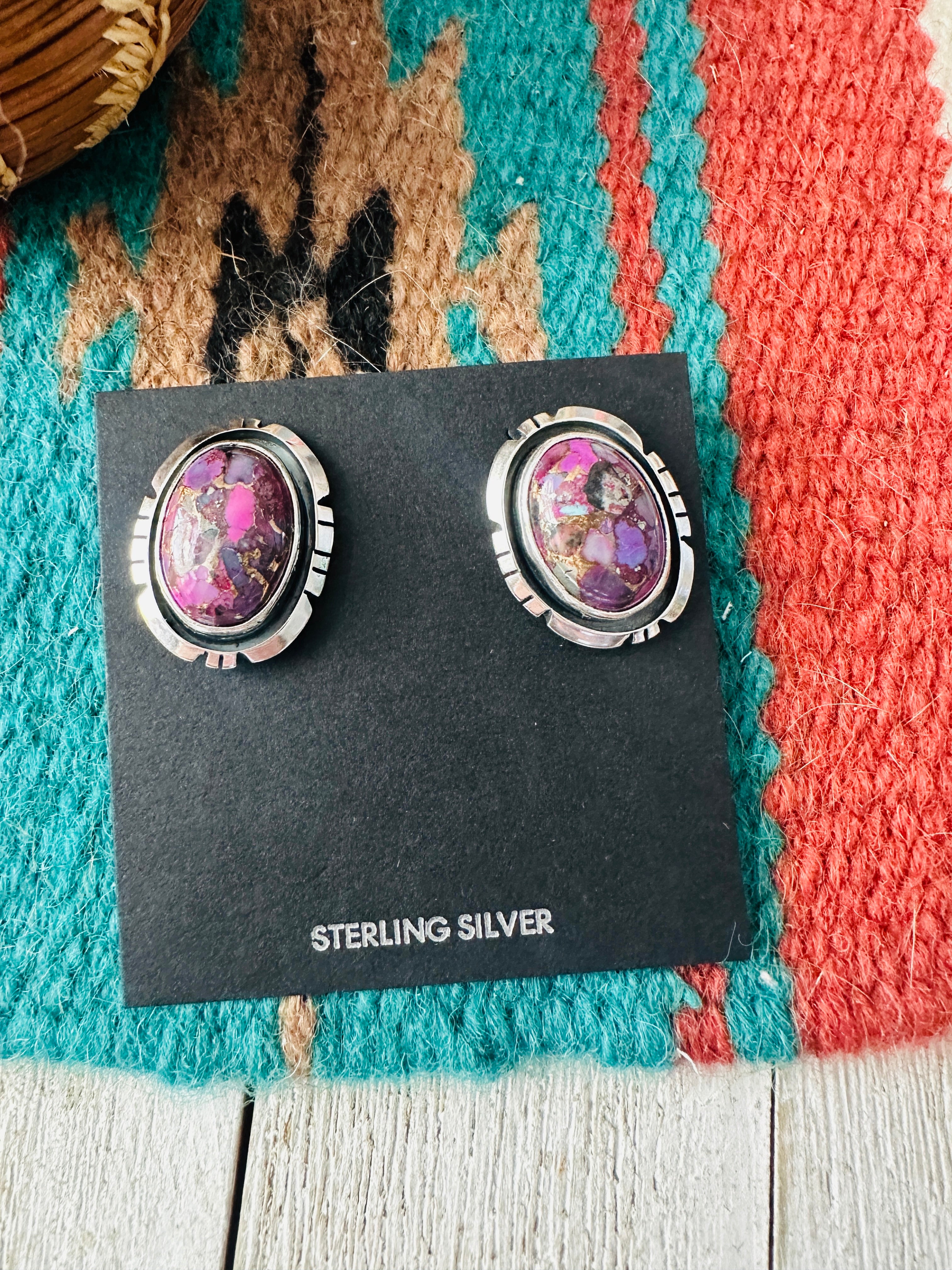 Navajo Sterling Silver & Purple Mojave Post Earrings