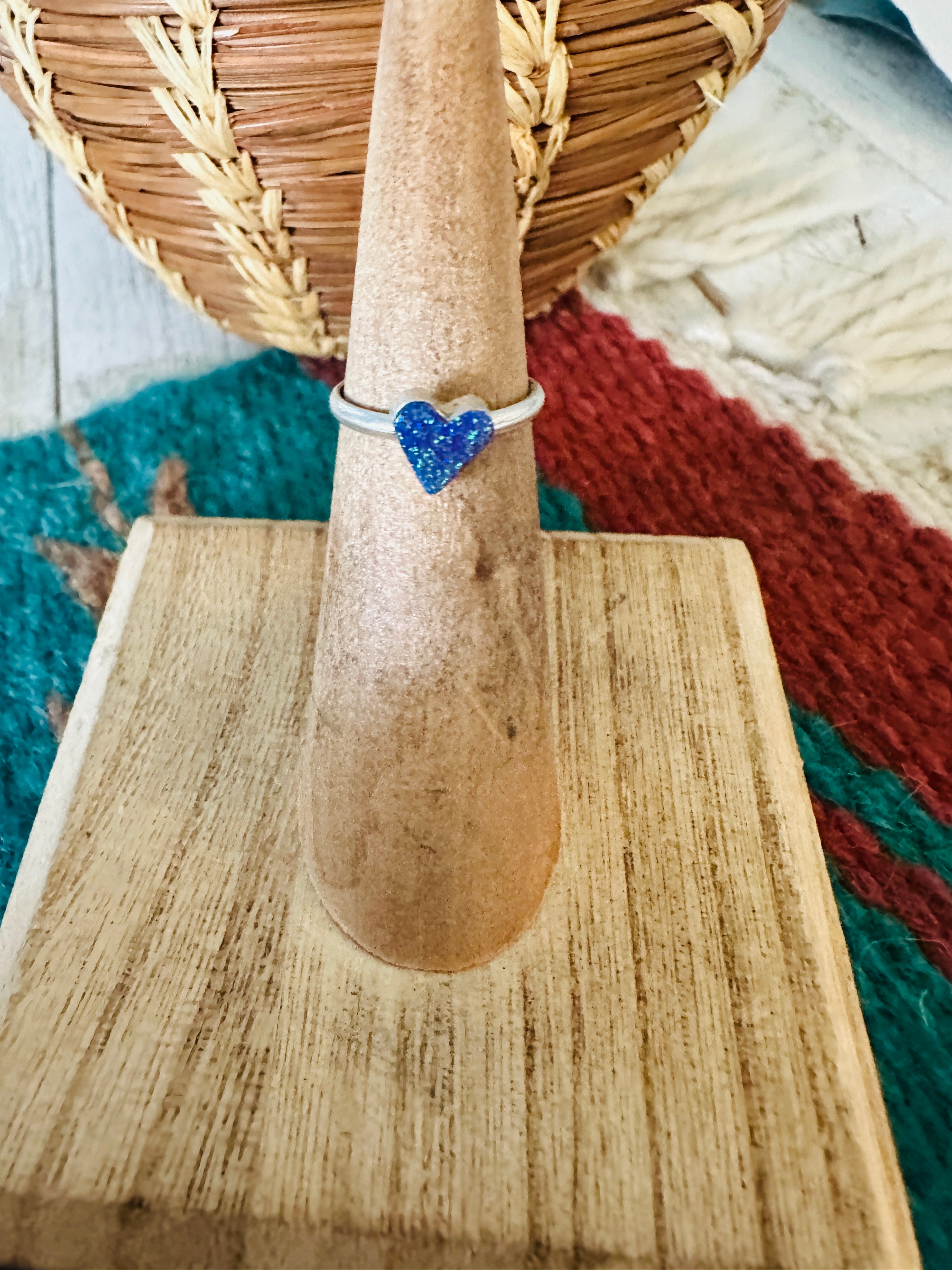 Handcrafted Sterling Silver & Purple Opal Heart Ring