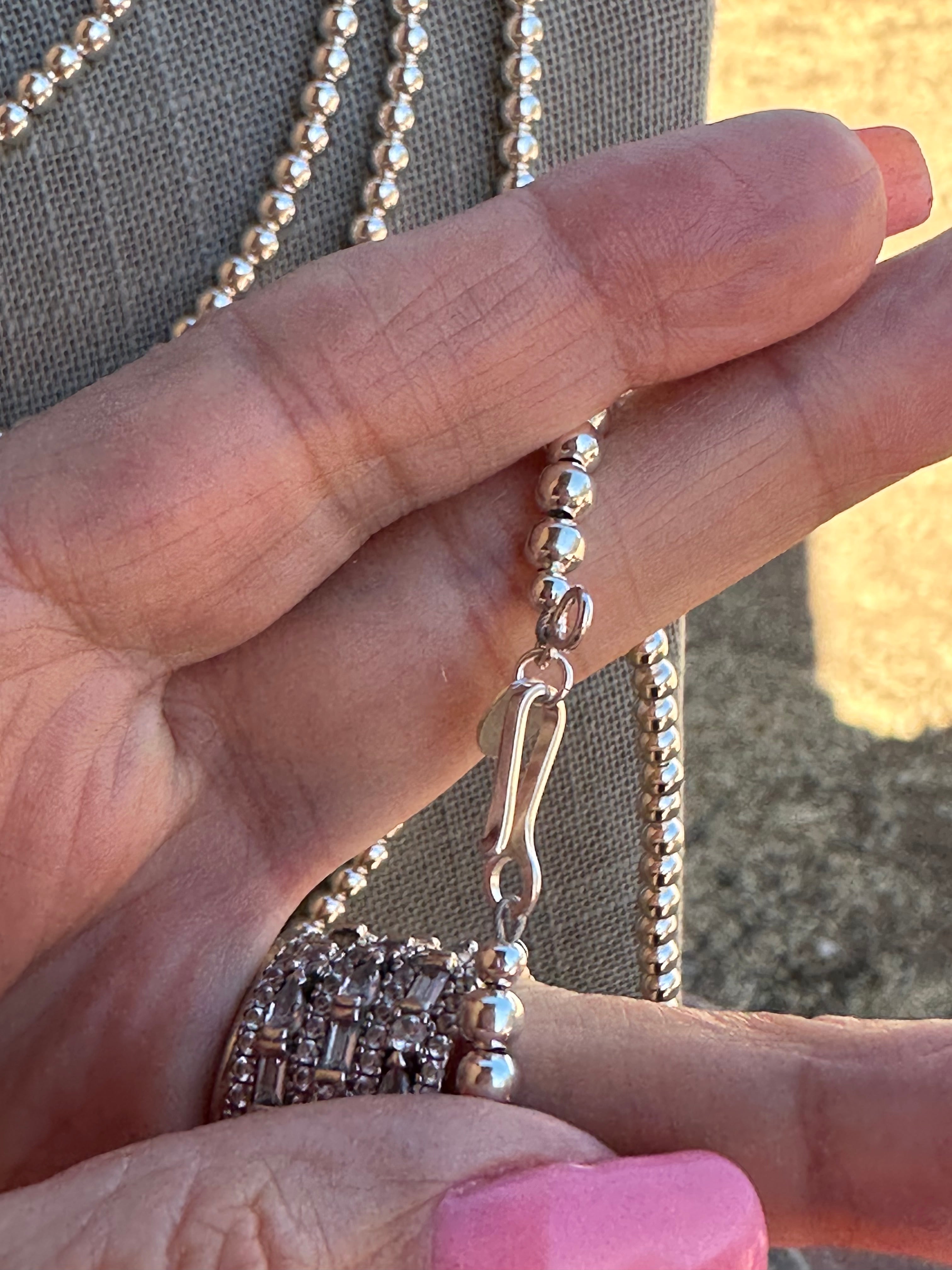 Handcrafted Sterling Silver Elegant Pearl Beaded Necklace 4mm