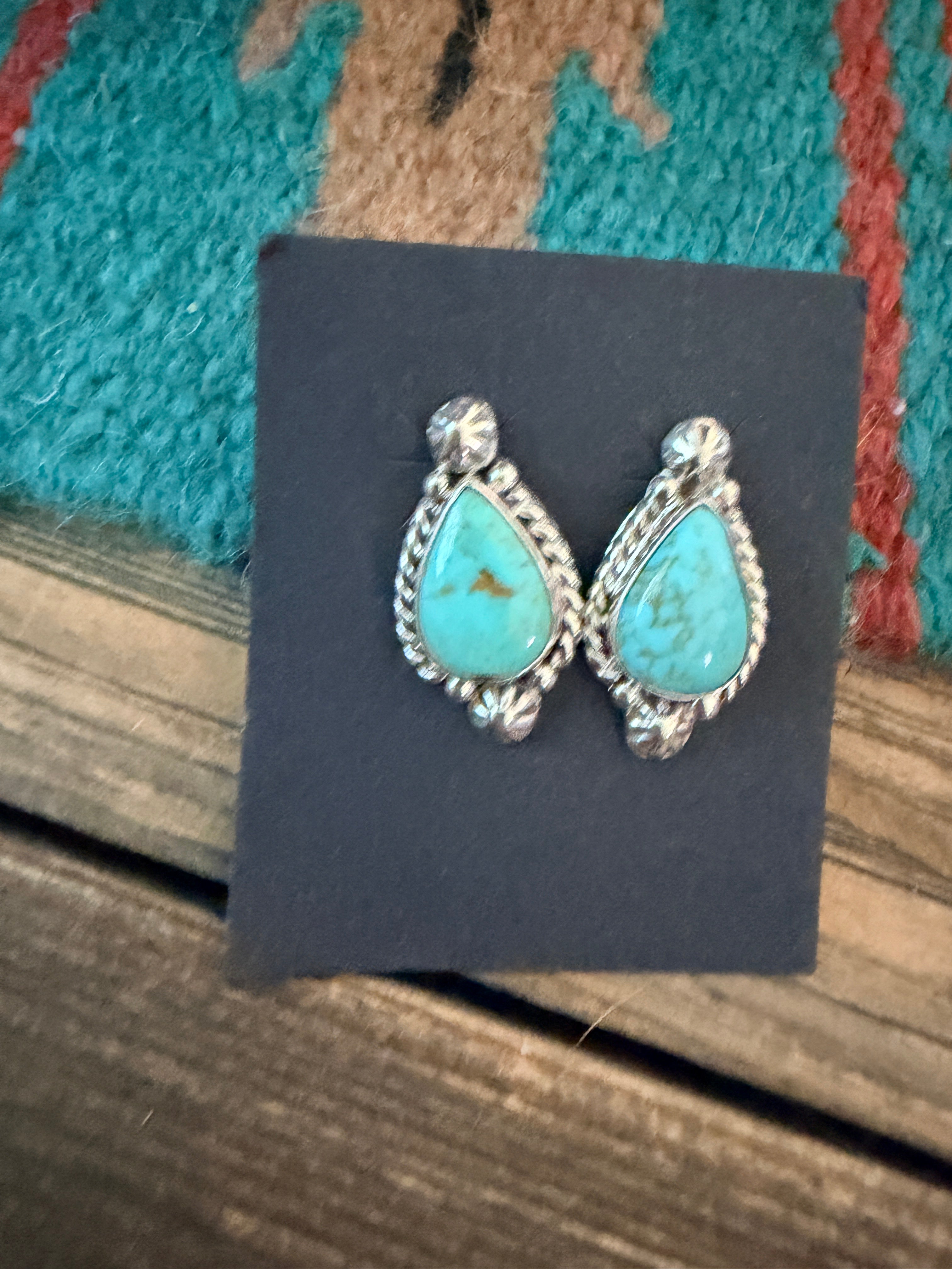 Handcrafted Turquoise & Sterling Silver Post Earrings
