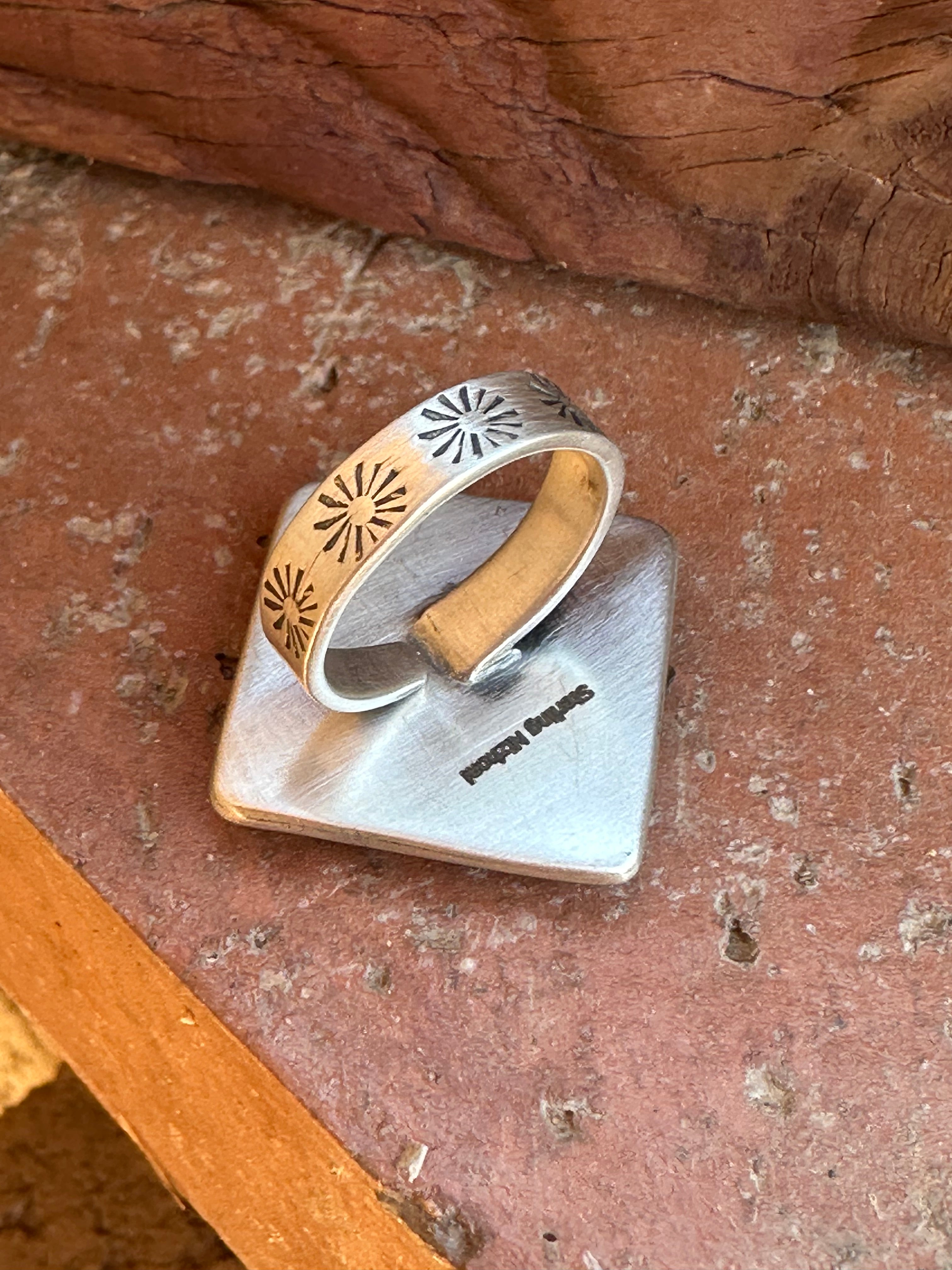 Beautiful Handmade Sterling Silver And Purple Mojave Square Adjustable Ring
