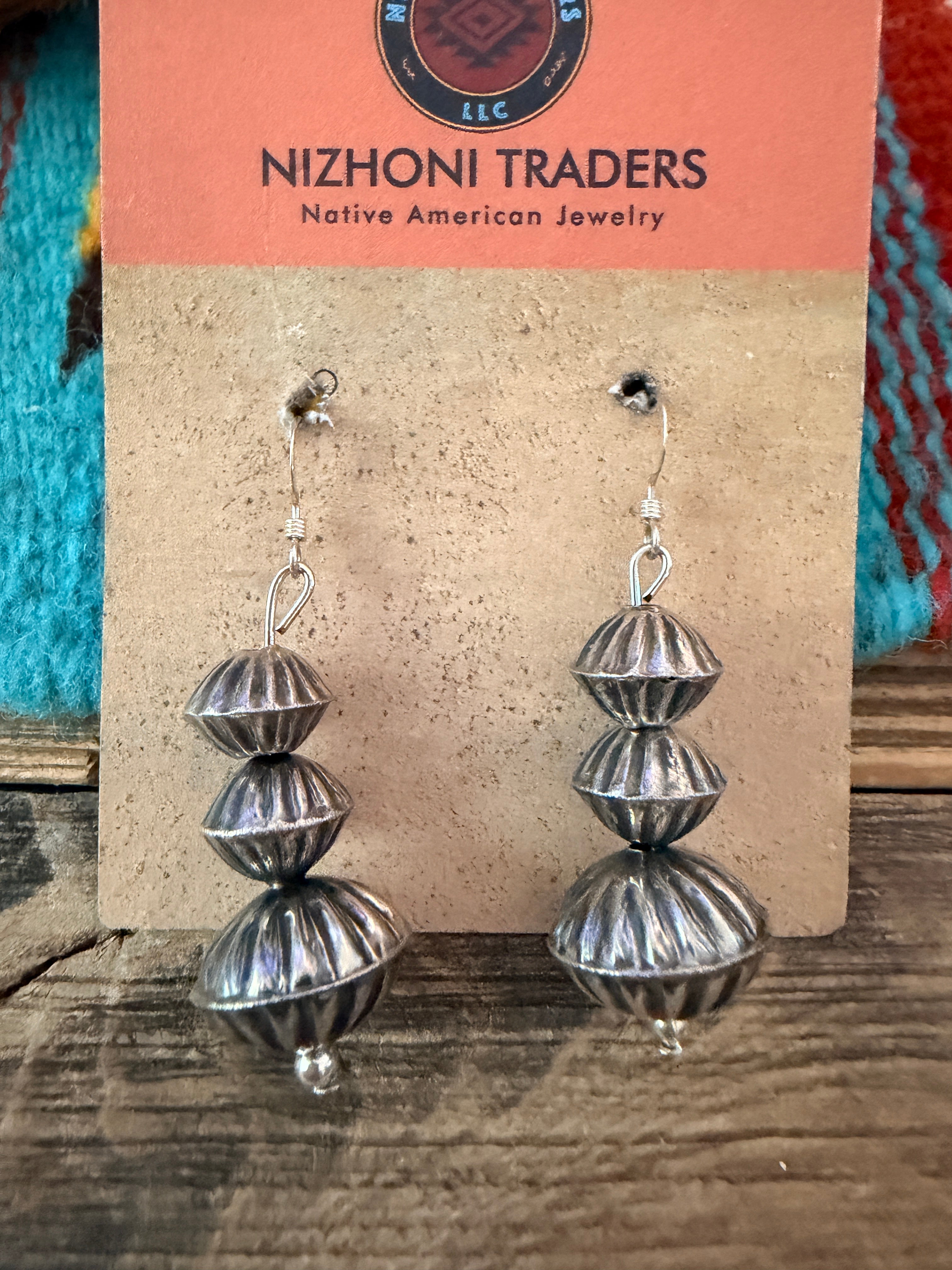 Handcrafted Sterling Silver Melon Bead Dangle Earrings