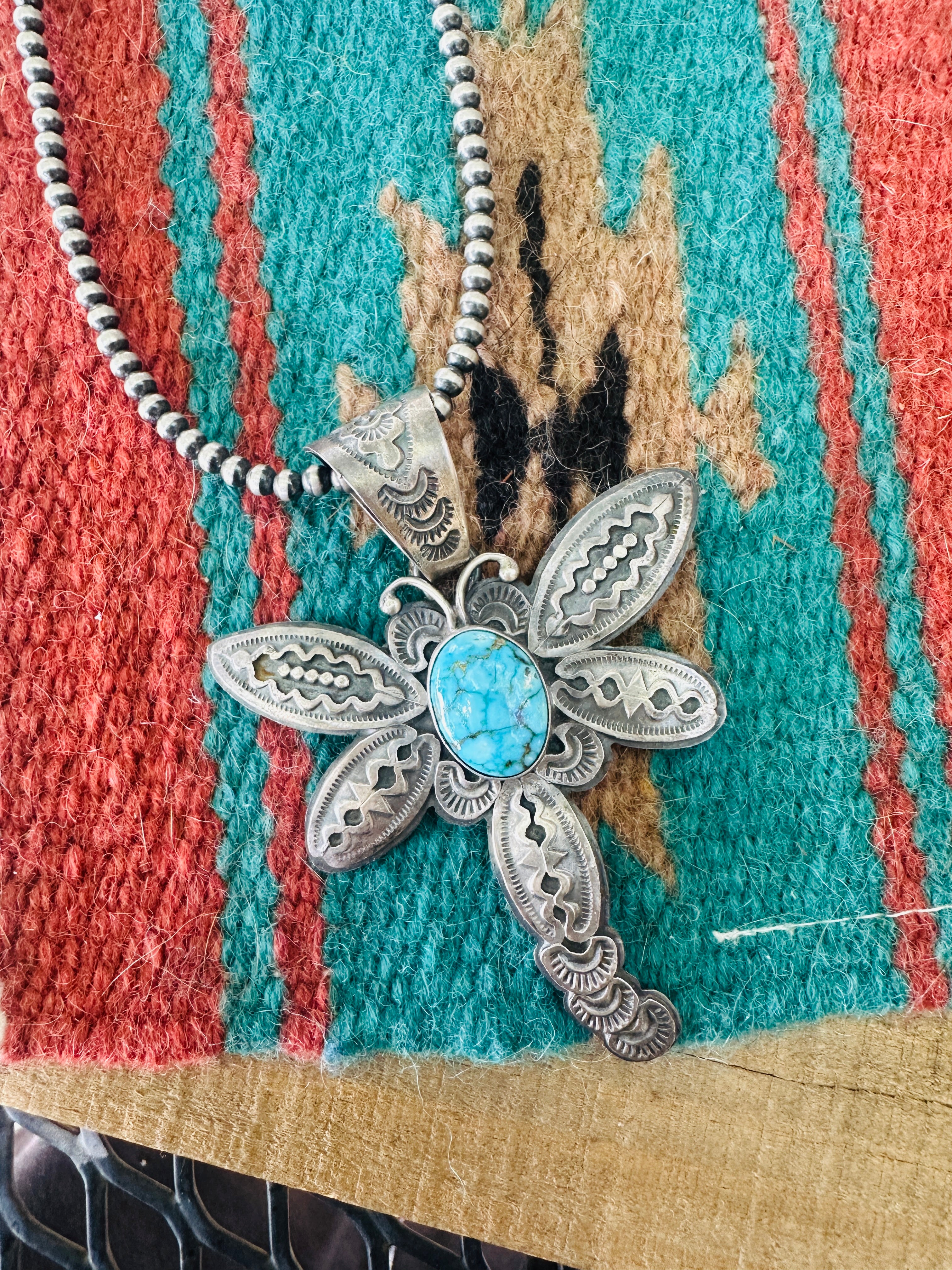 Handcrafted Sterling Silver & Turquoise Dragonfly Pendant